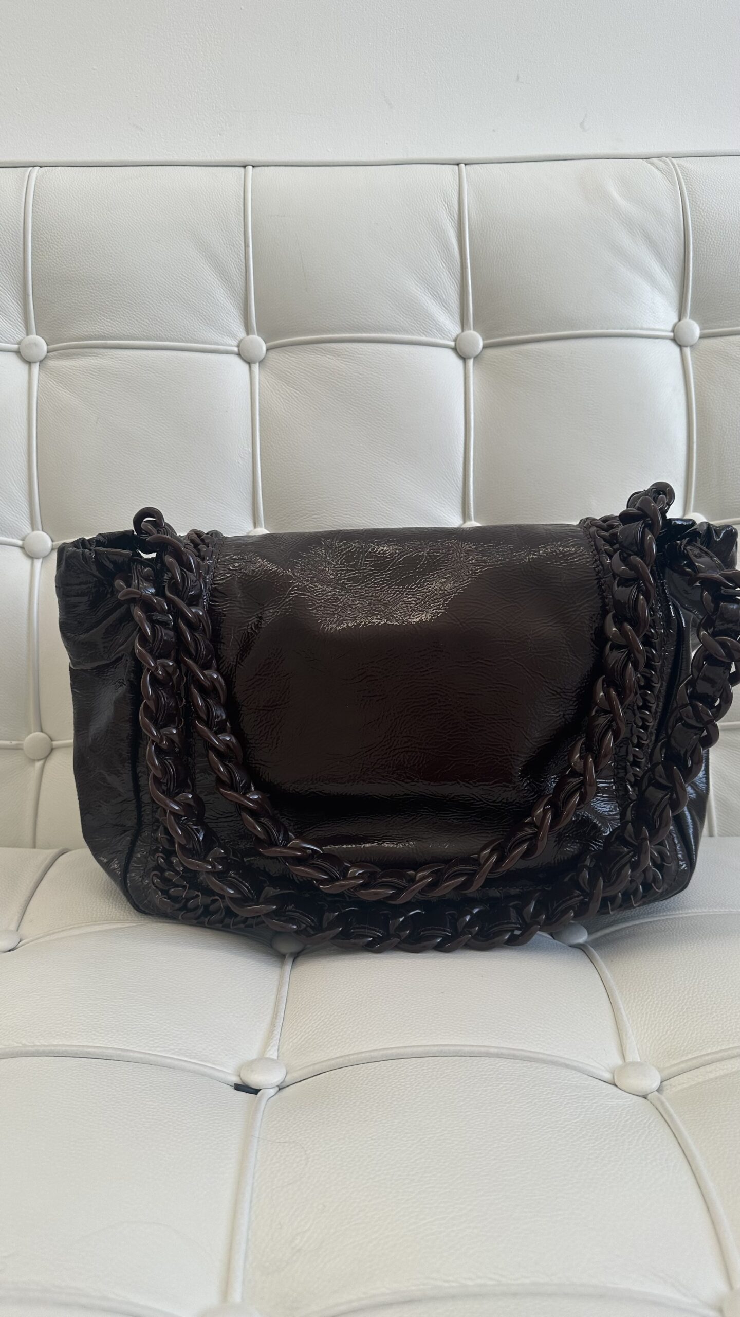 Chanel CC logo Modern Chain Flap czekoladowa torebka - obrazek 6