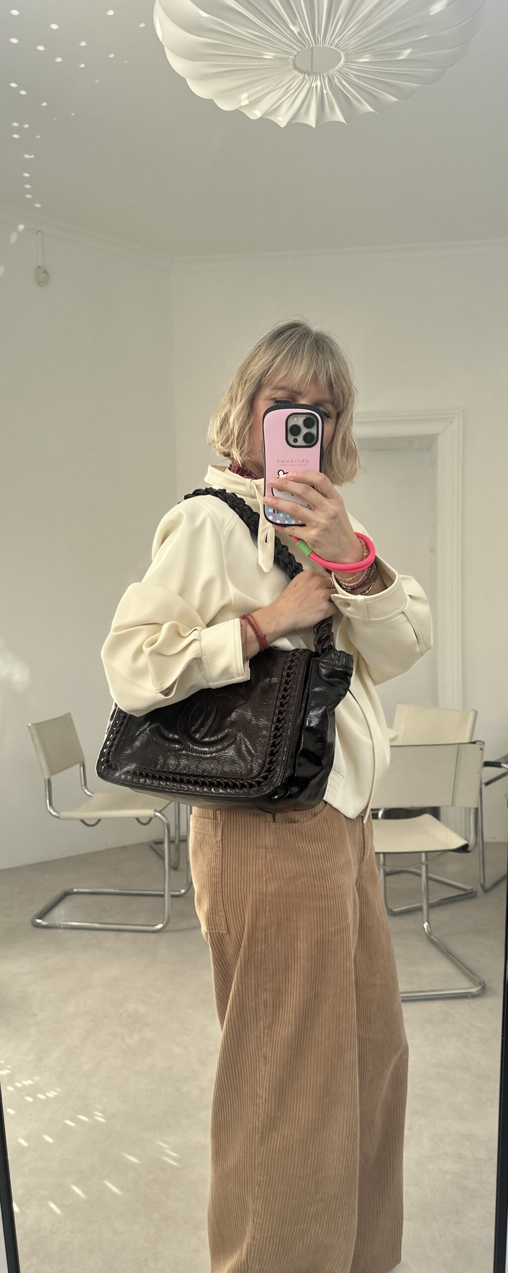 Chanel CC logo Modern Chain Flap czekoladowa torebka - obrazek 9