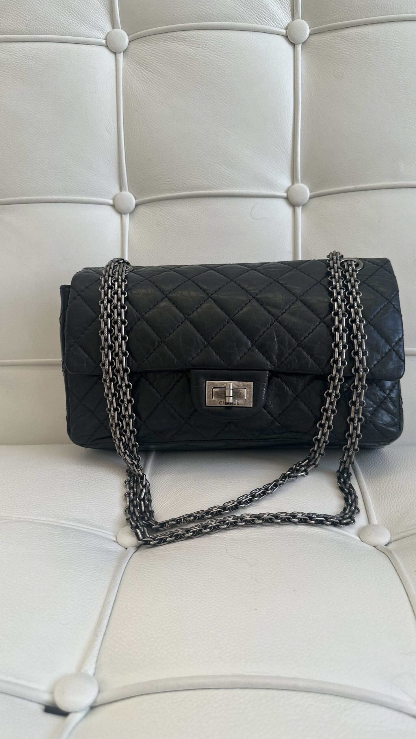 Chanel 2.55 Reissue 227 czarna torebka Vintage - obrazek 2