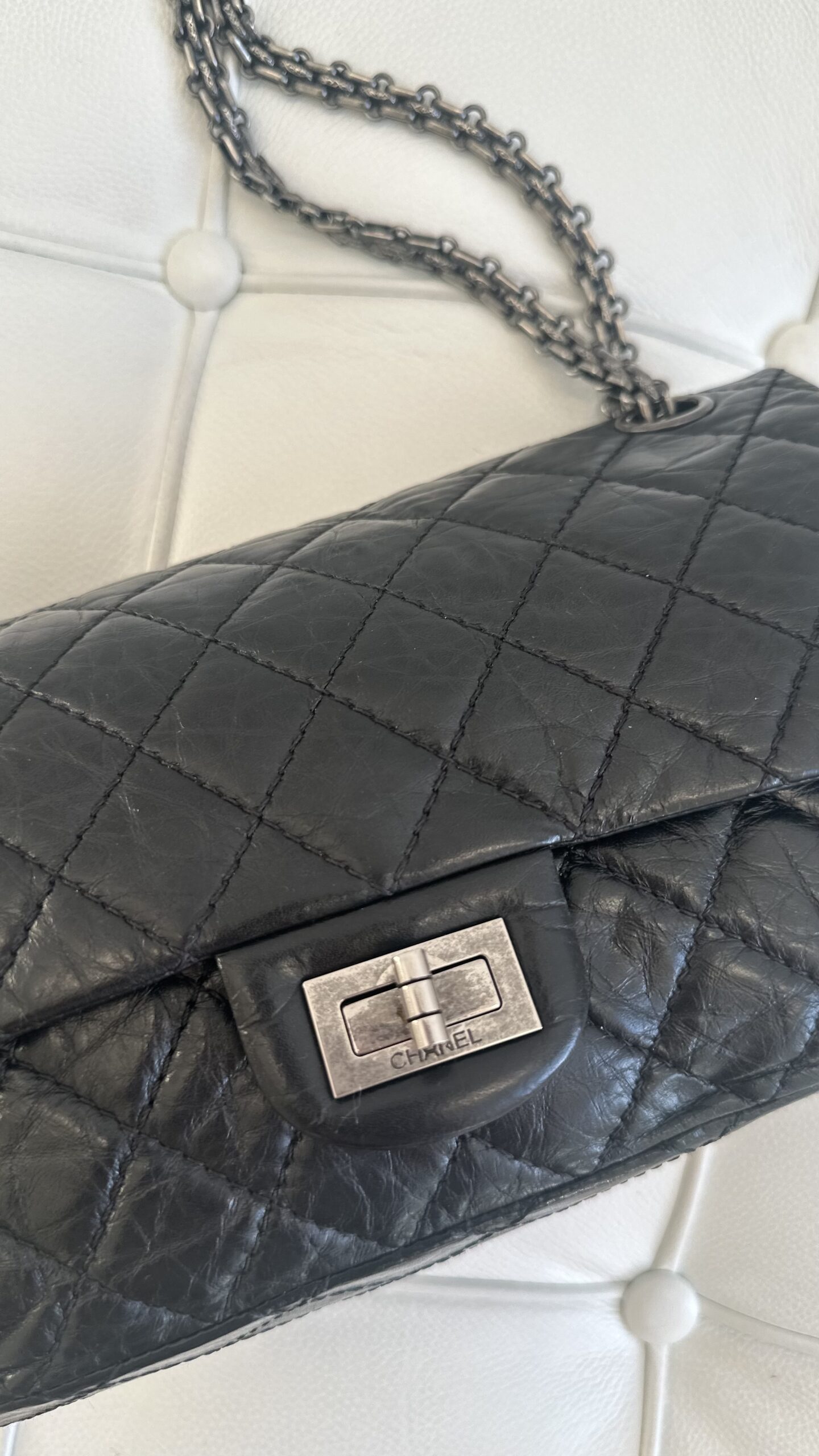 Chanel 2.55 Reissue 227 czarna torebka Vintage - obrazek 6