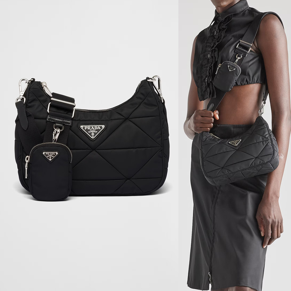 Prada Padded Re Nylon Shoulder bag czarna torebka - obrazek 5
