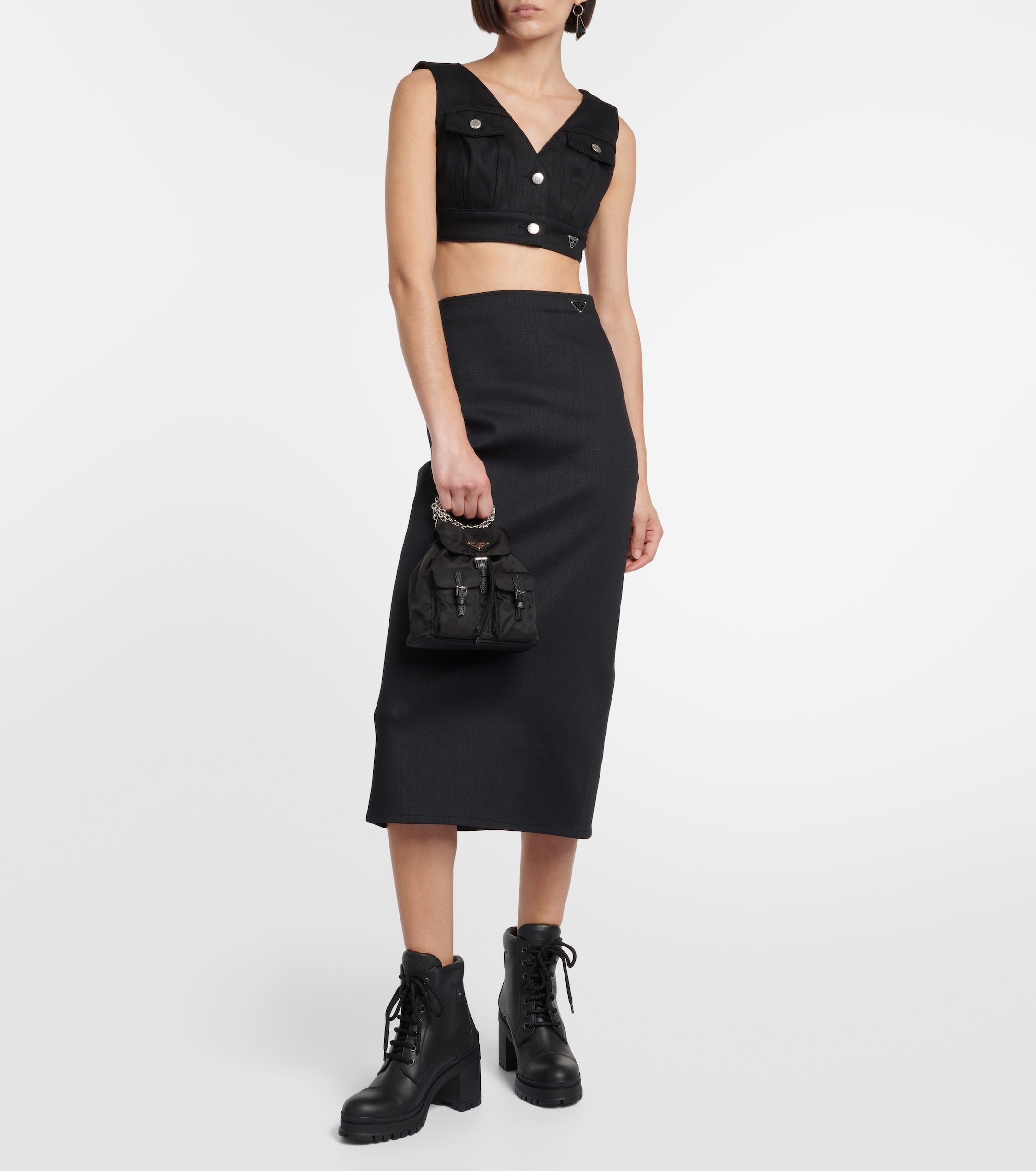 Prada mini nylon backpack czarna torebka - obrazek 11