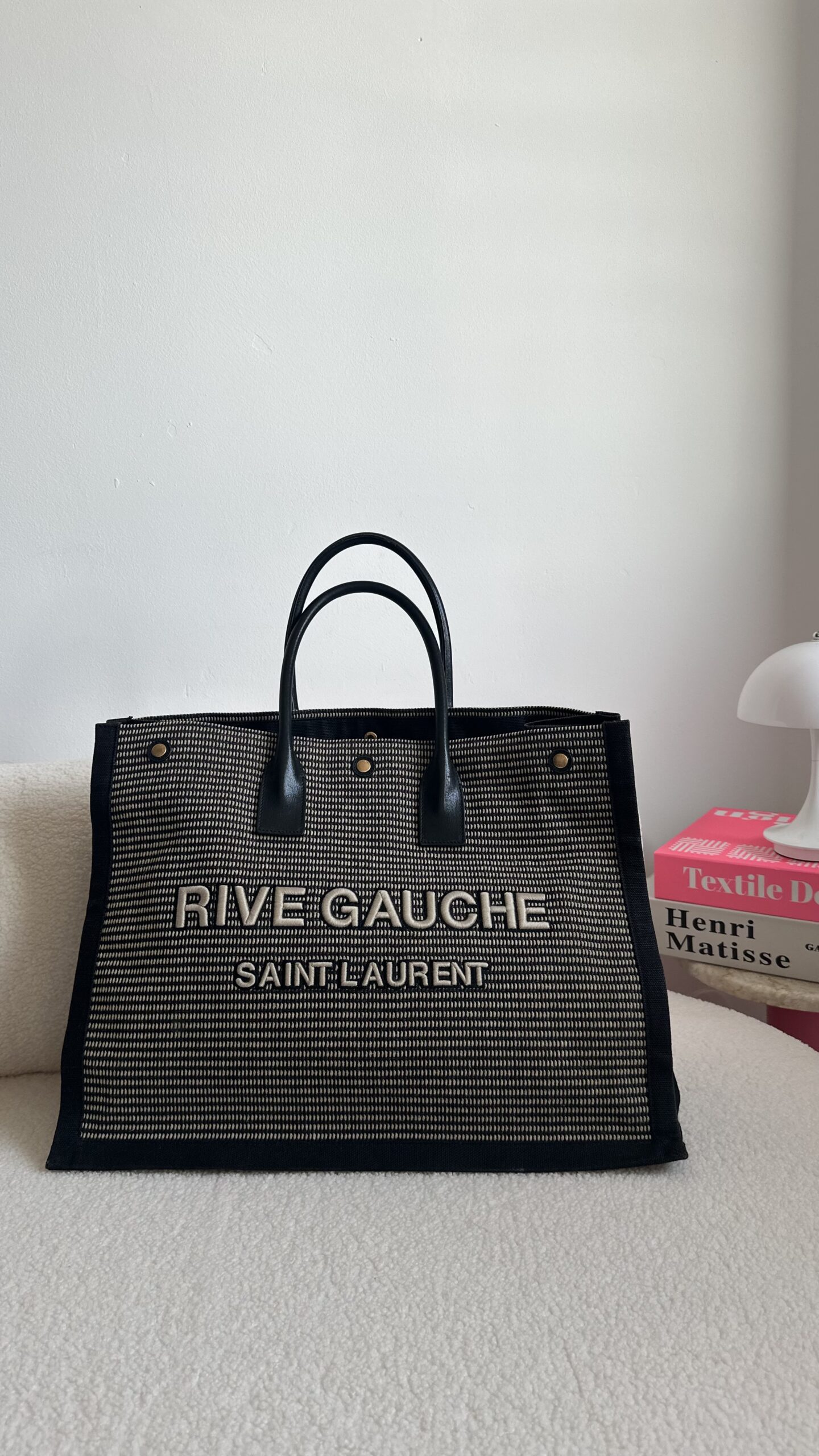 Saint Laurent Rive Gauche duża płócienna torba