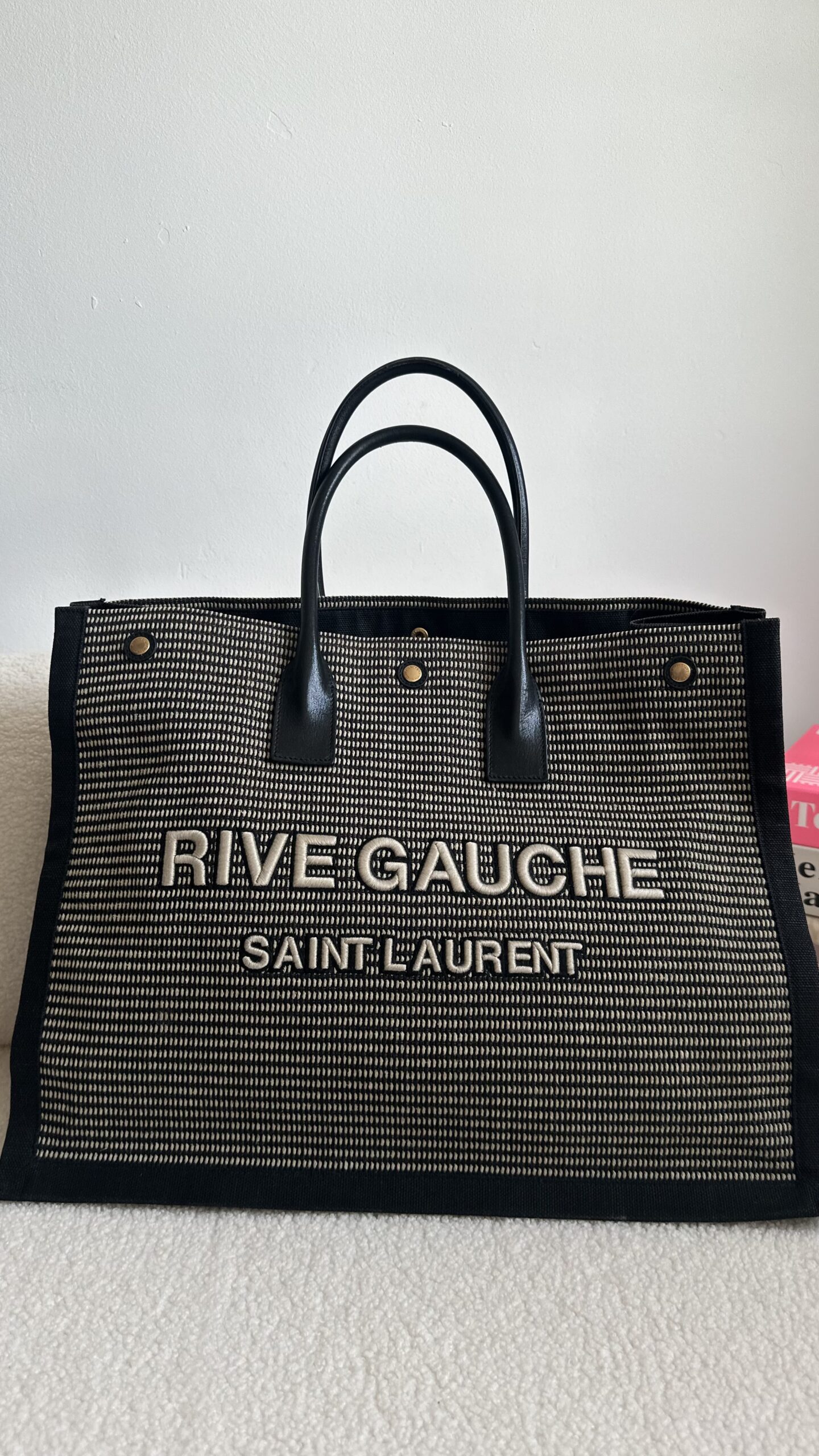 Saint Laurent Rive Gauche duża płócienna torba - obrazek 2