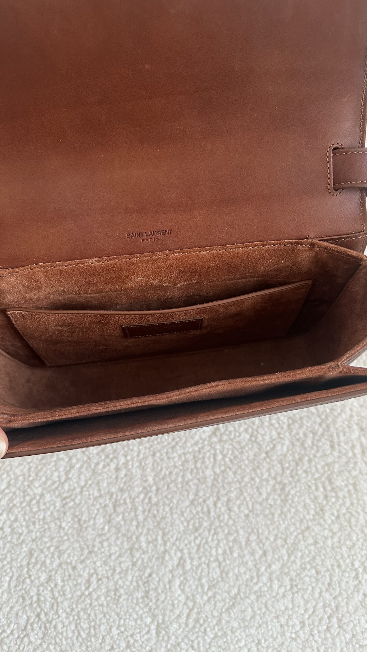 Saint Laurent beżowa lniana torebka - obrazek 7