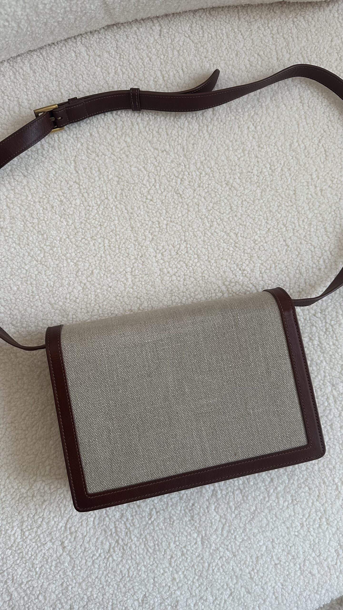 Saint Laurent beżowa lniana torebka - obrazek 8