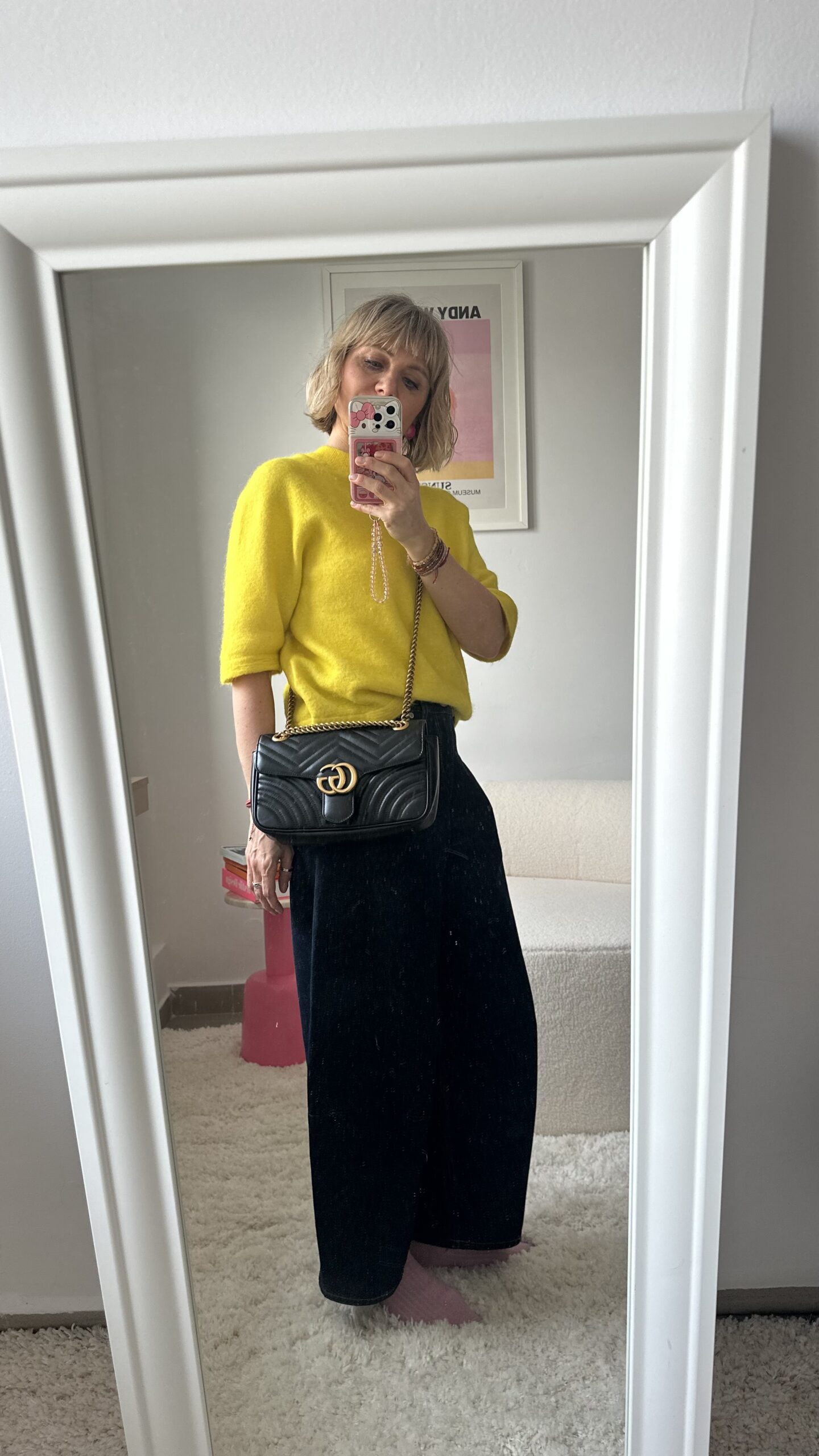 Gucci marmont czarna klasyczna torebka - obrazek 8