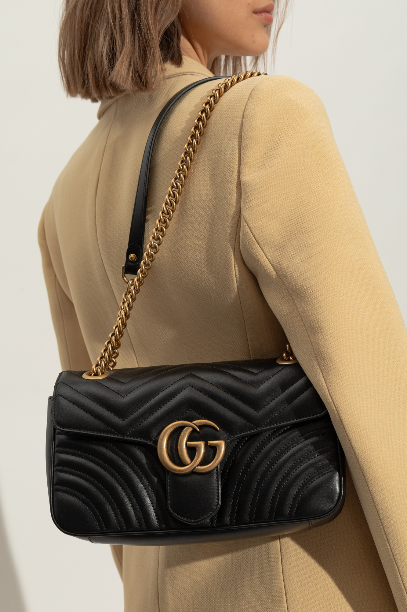 Gucci marmont czarna klasyczna torebka - obrazek 9