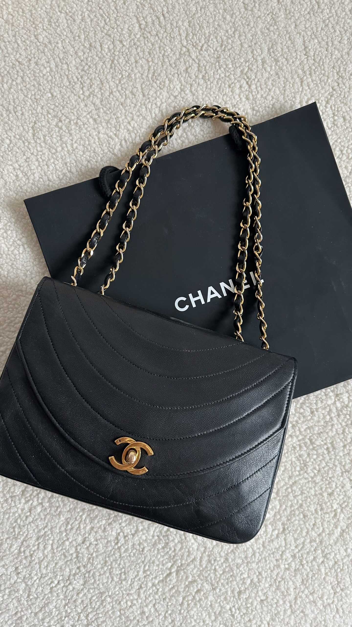 Chanel Half moon box double chain flap bag