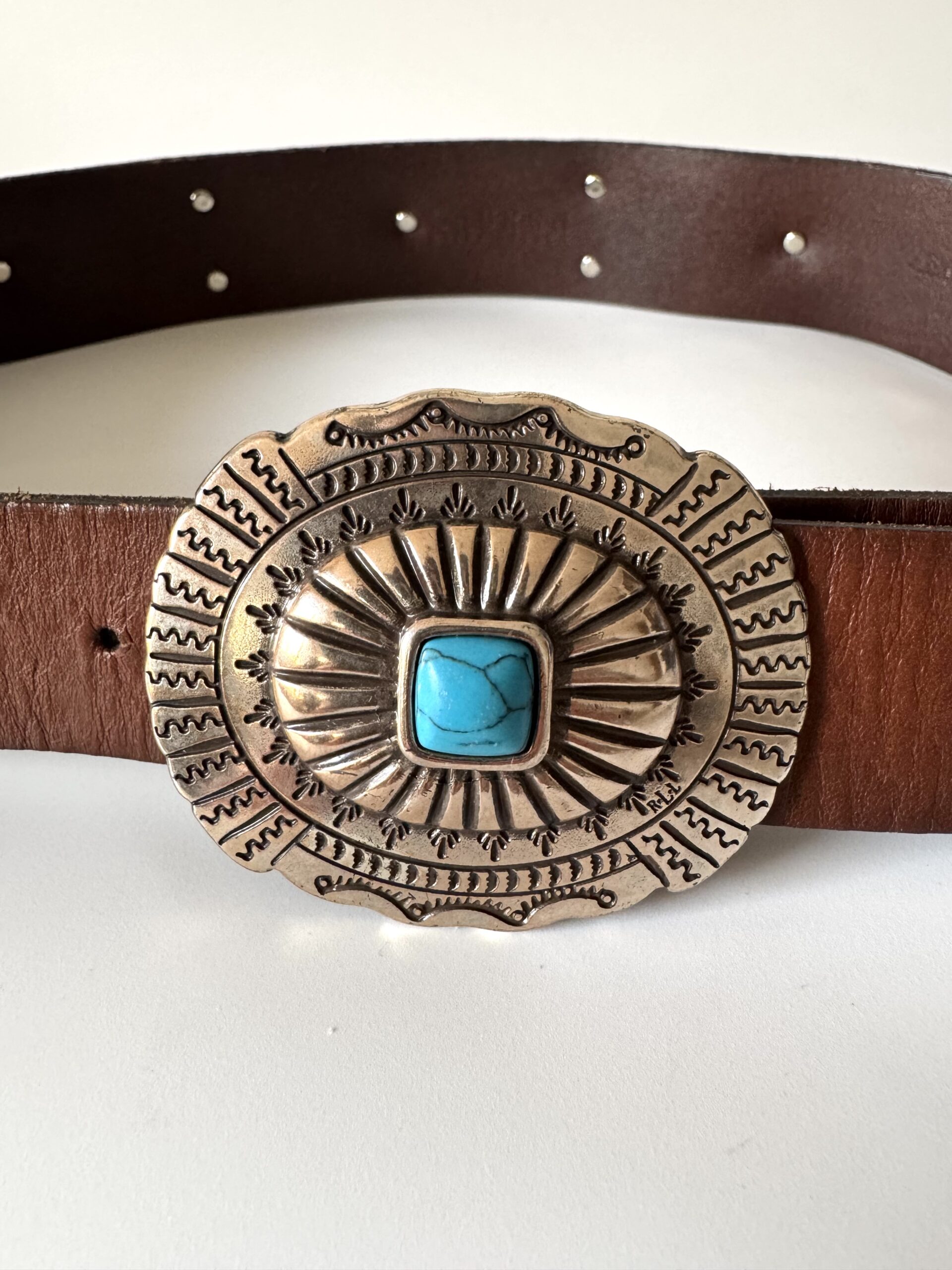 RALPH LAUREN Leather Concho Belt - pasek - obrazek 6