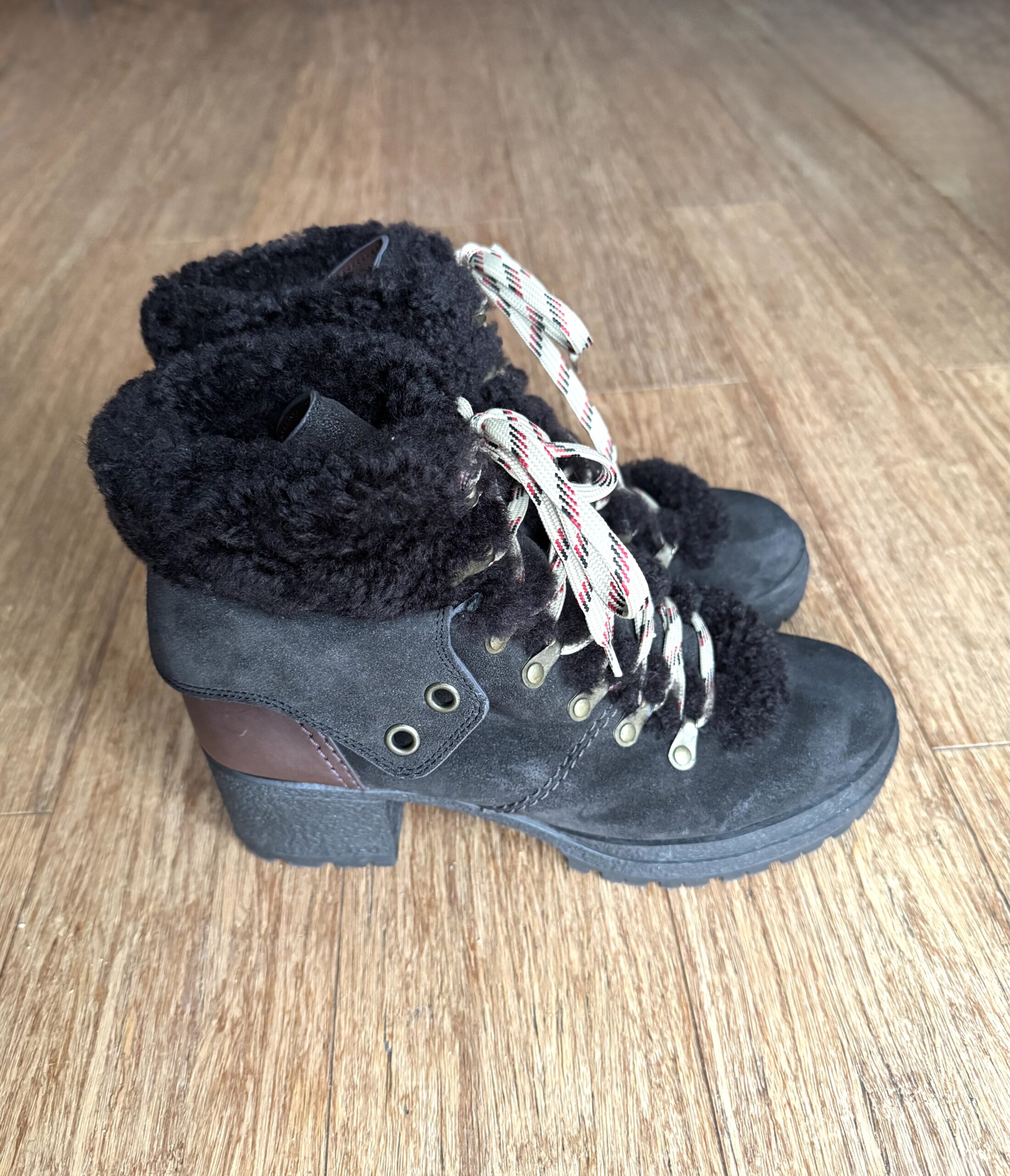 SEE BY CHLOÉ Eileen Shearling Ankle Heel Boots - botki 41 - obrazek 4