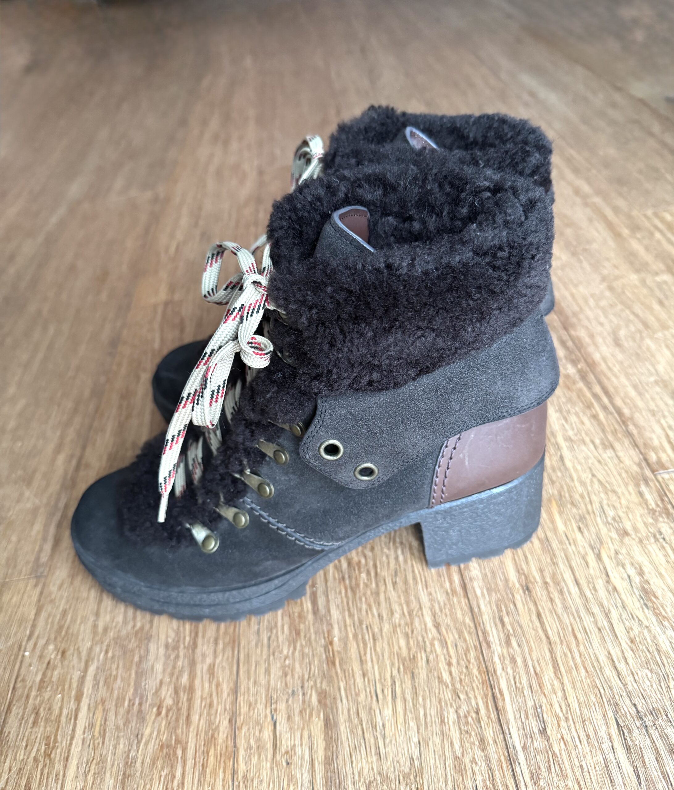 SEE BY CHLOÉ Eileen Shearling Ankle Heel Boots - botki 41 - obrazek 5