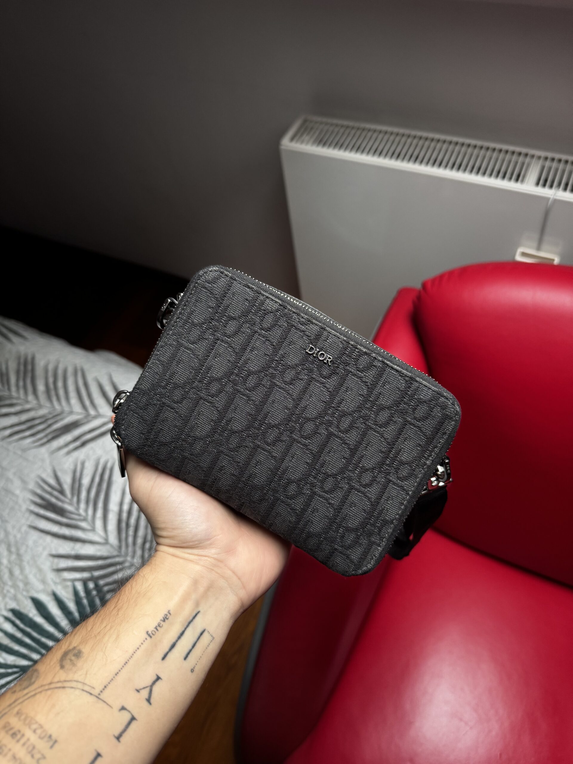 Dior Oblique Zipped Pouch Bag Black - obrazek 2