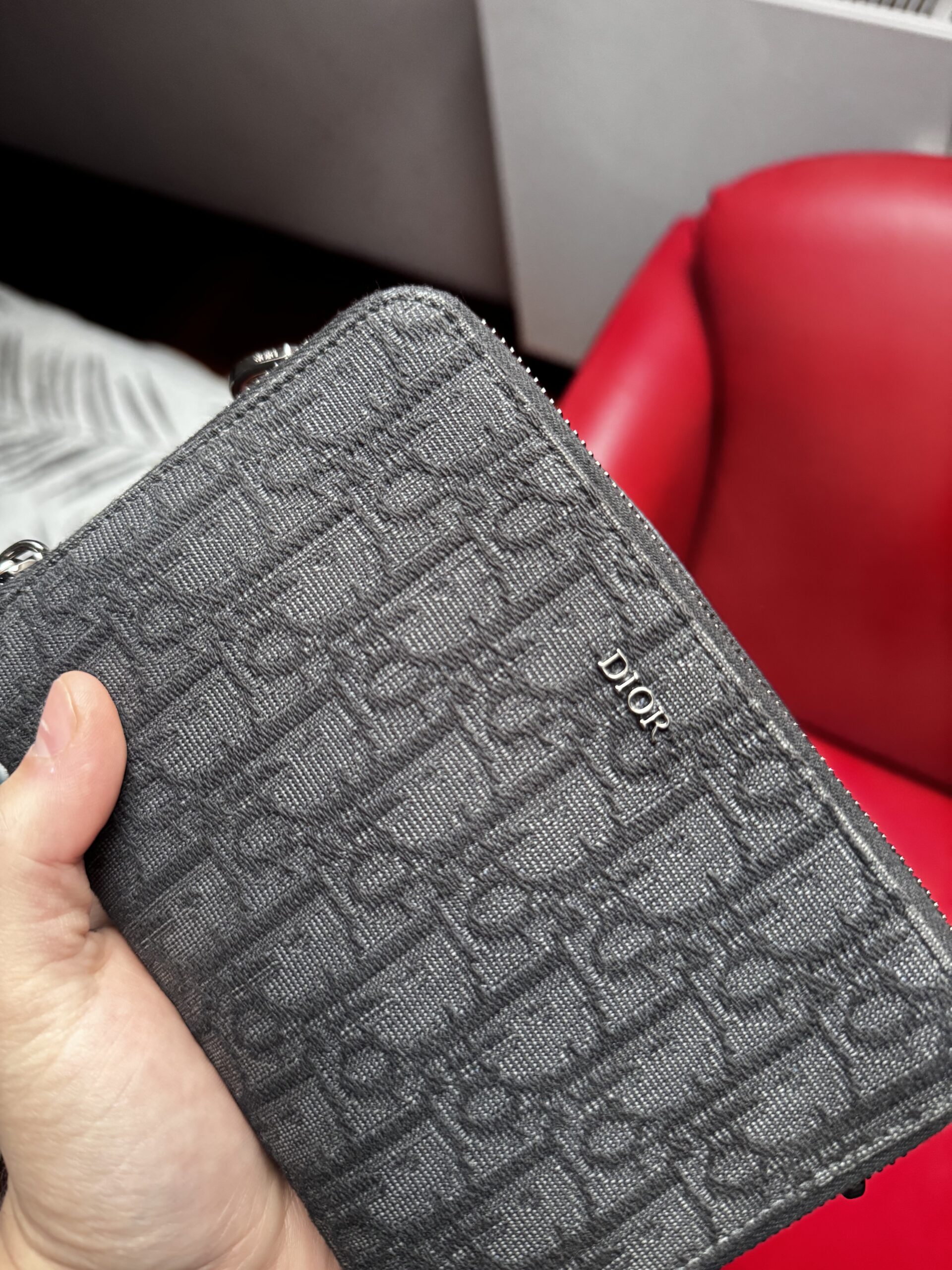 Dior Oblique Zipped Pouch Bag Black - obrazek 8