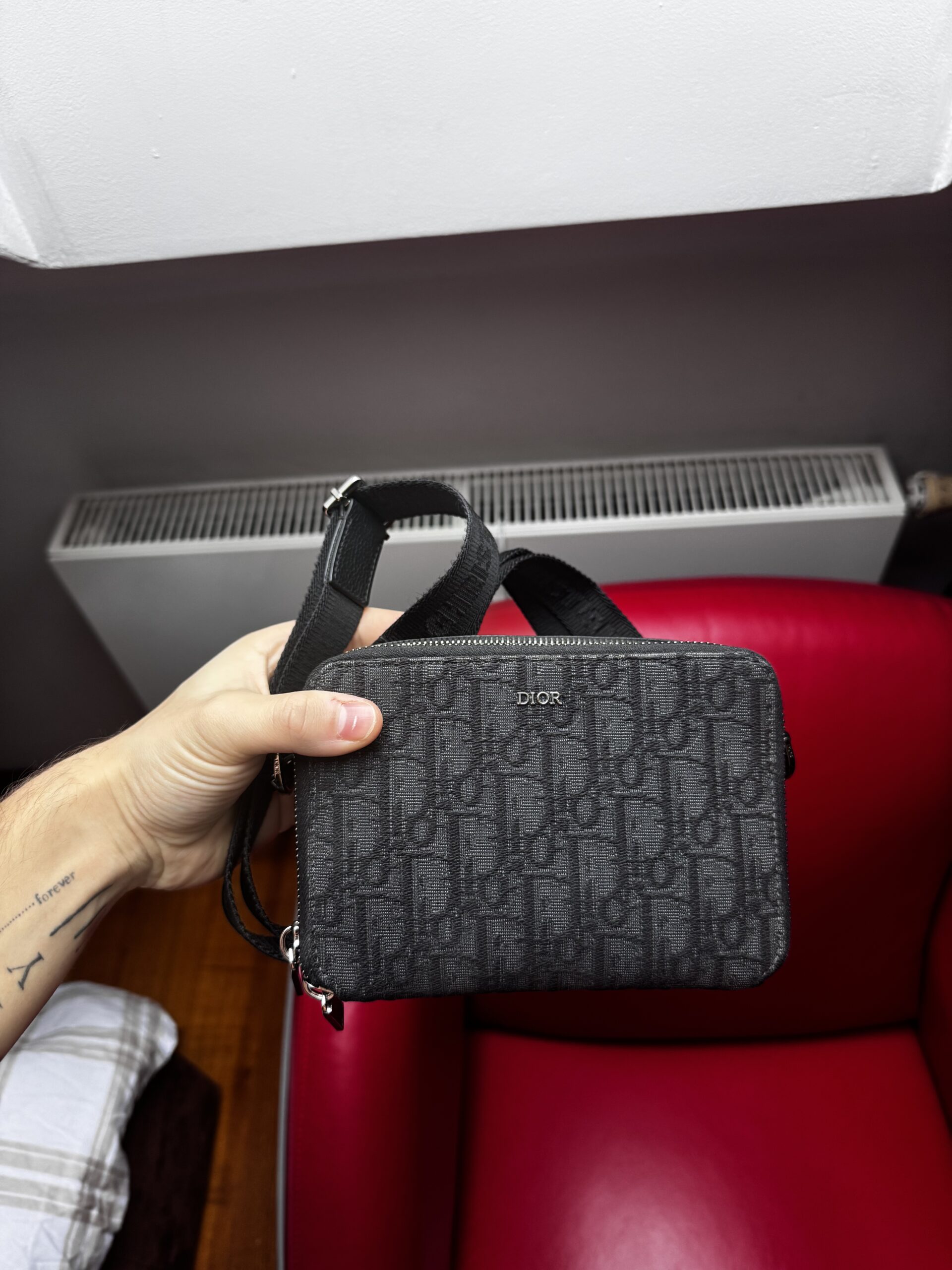 Dior Oblique Zipped Pouch Bag Black