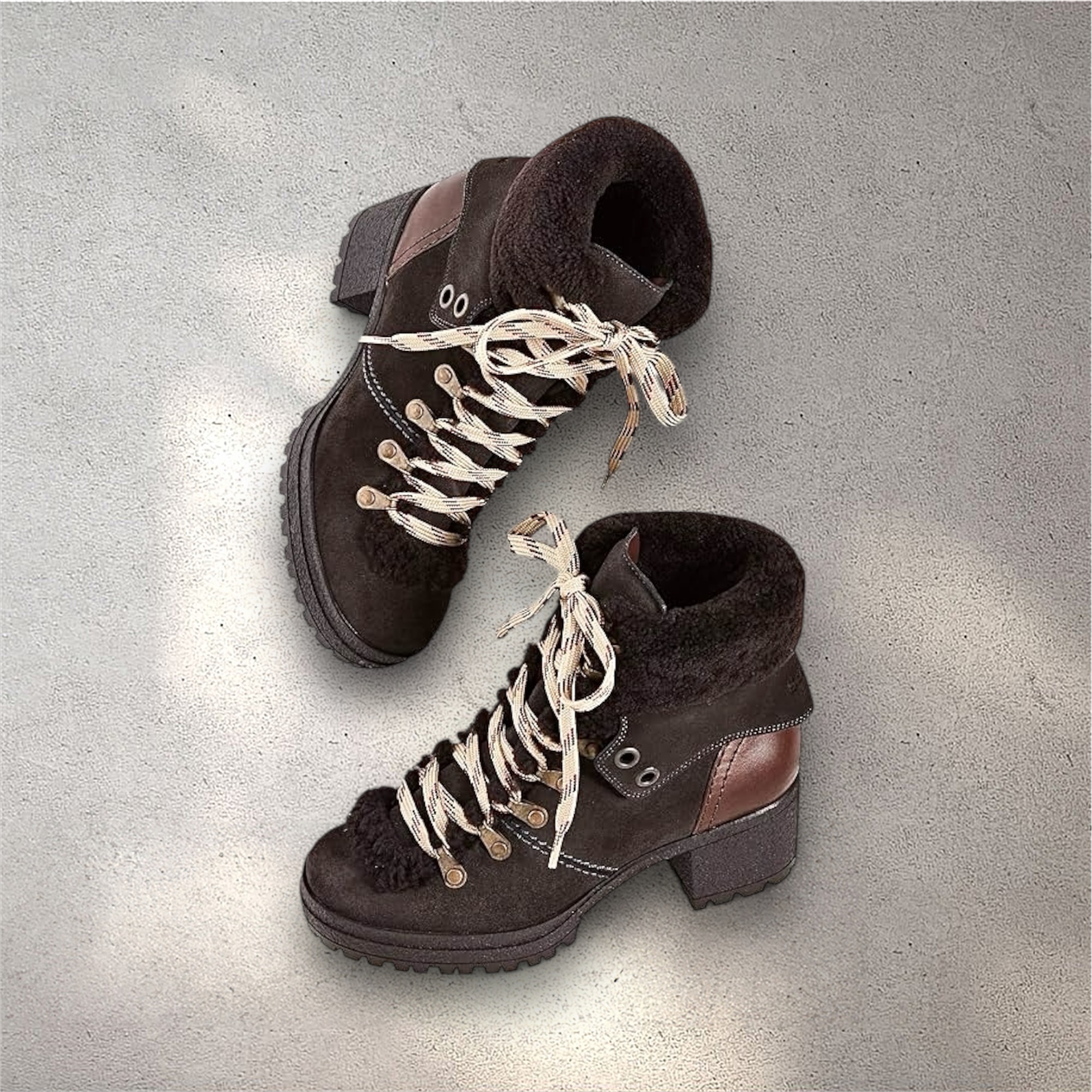 SEE BY CHLOÉ Eileen Shearling Ankle Heel Boots - botki 41