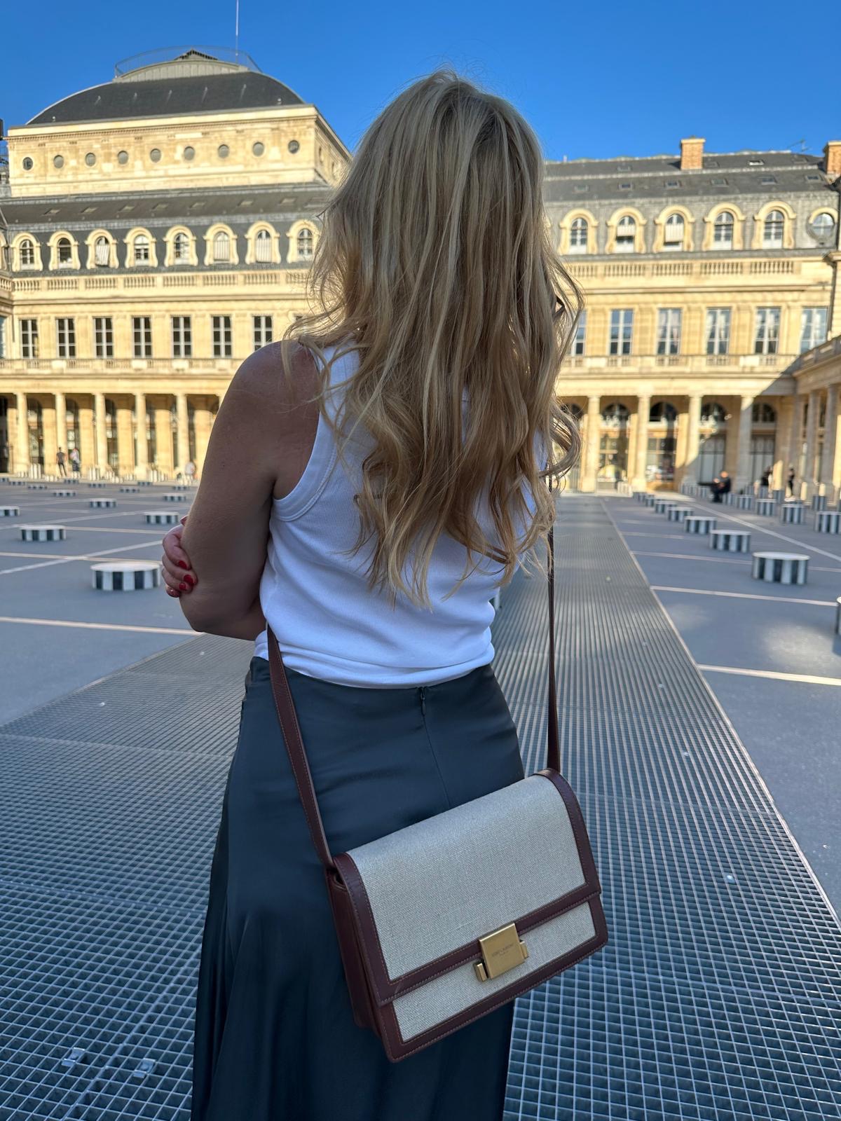 Saint Laurent beżowa lniana torebka - obrazek 10