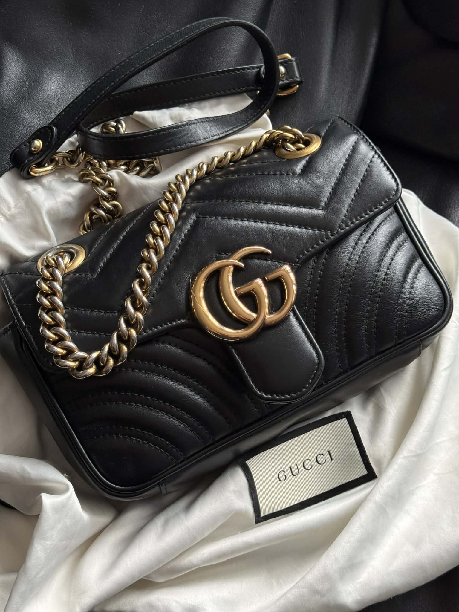 Gucii Marmont small mala czarna torebka klasyk - obrazek 2