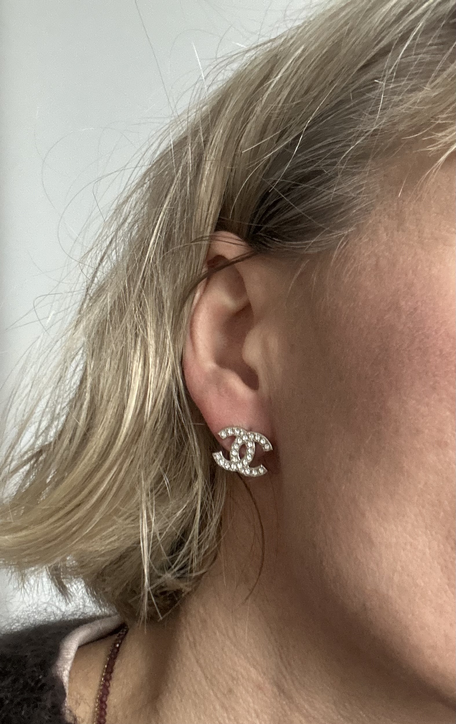 Chanel kolczyki szampańskie złoto kryształki - obrazek 5