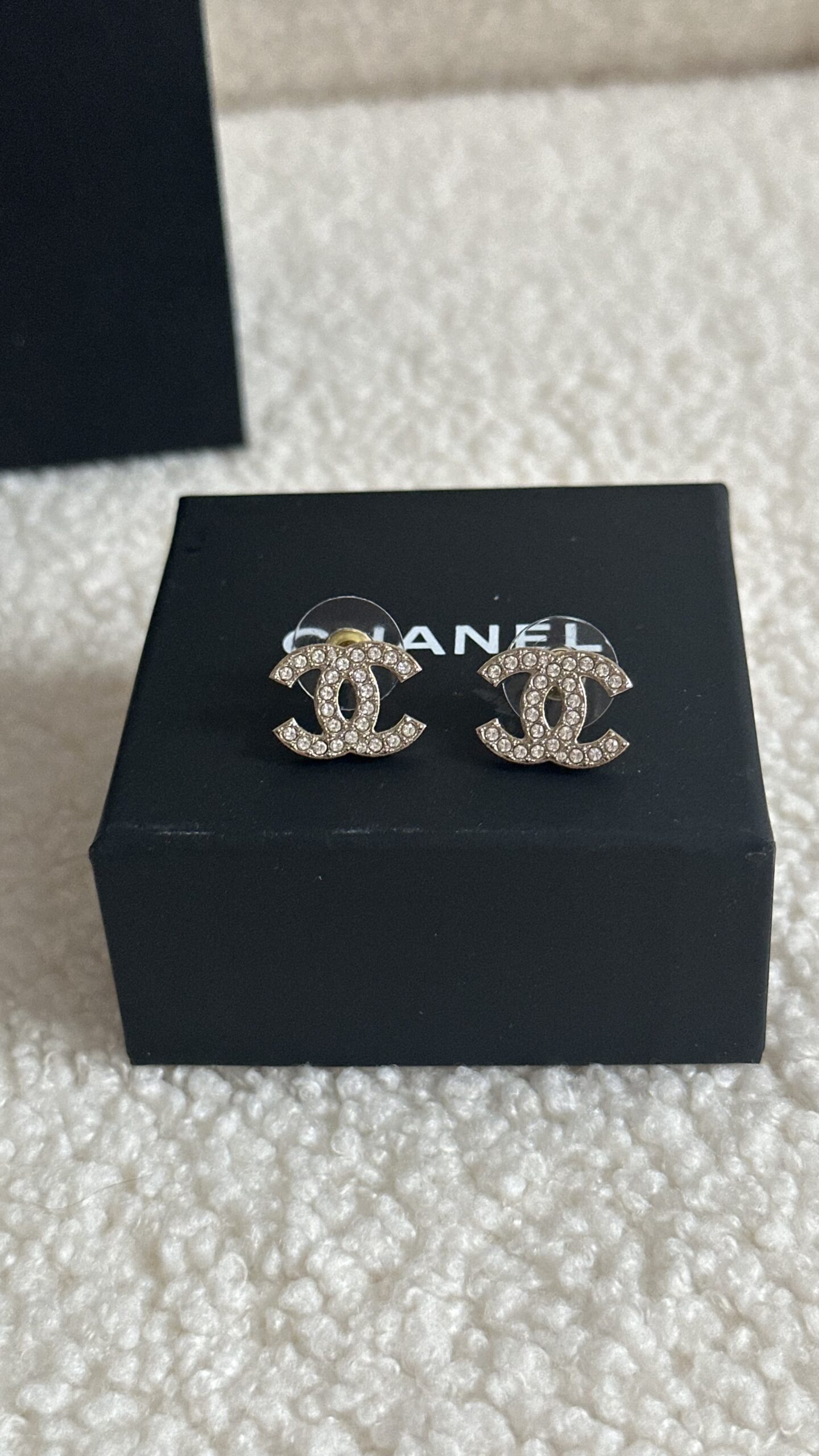 Chanel kolczyki szampańskie złoto kryształki - obrazek 3