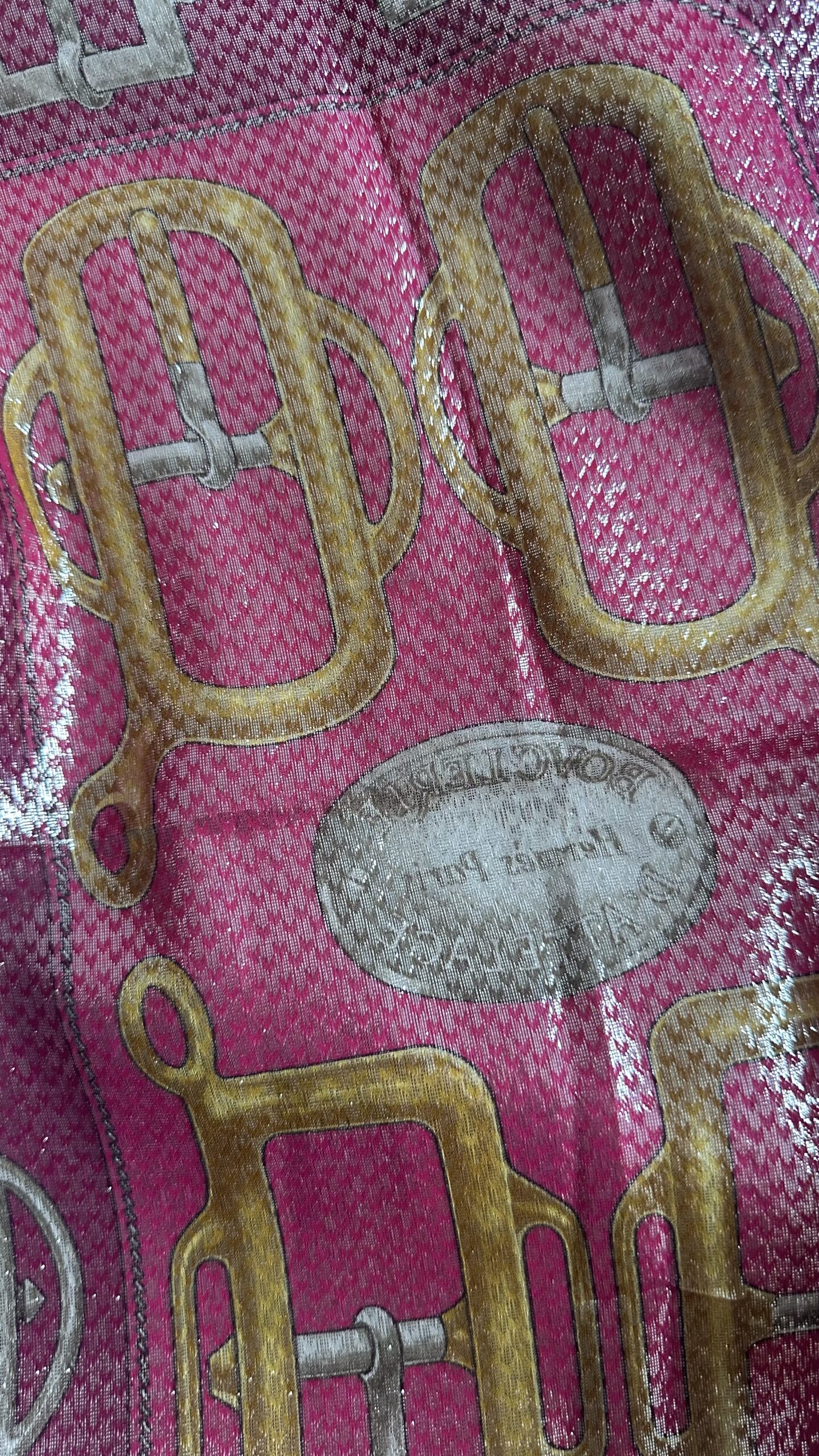Hermes apaszka jedwabna chusta z połyskiem metalicznym - obrazek 7