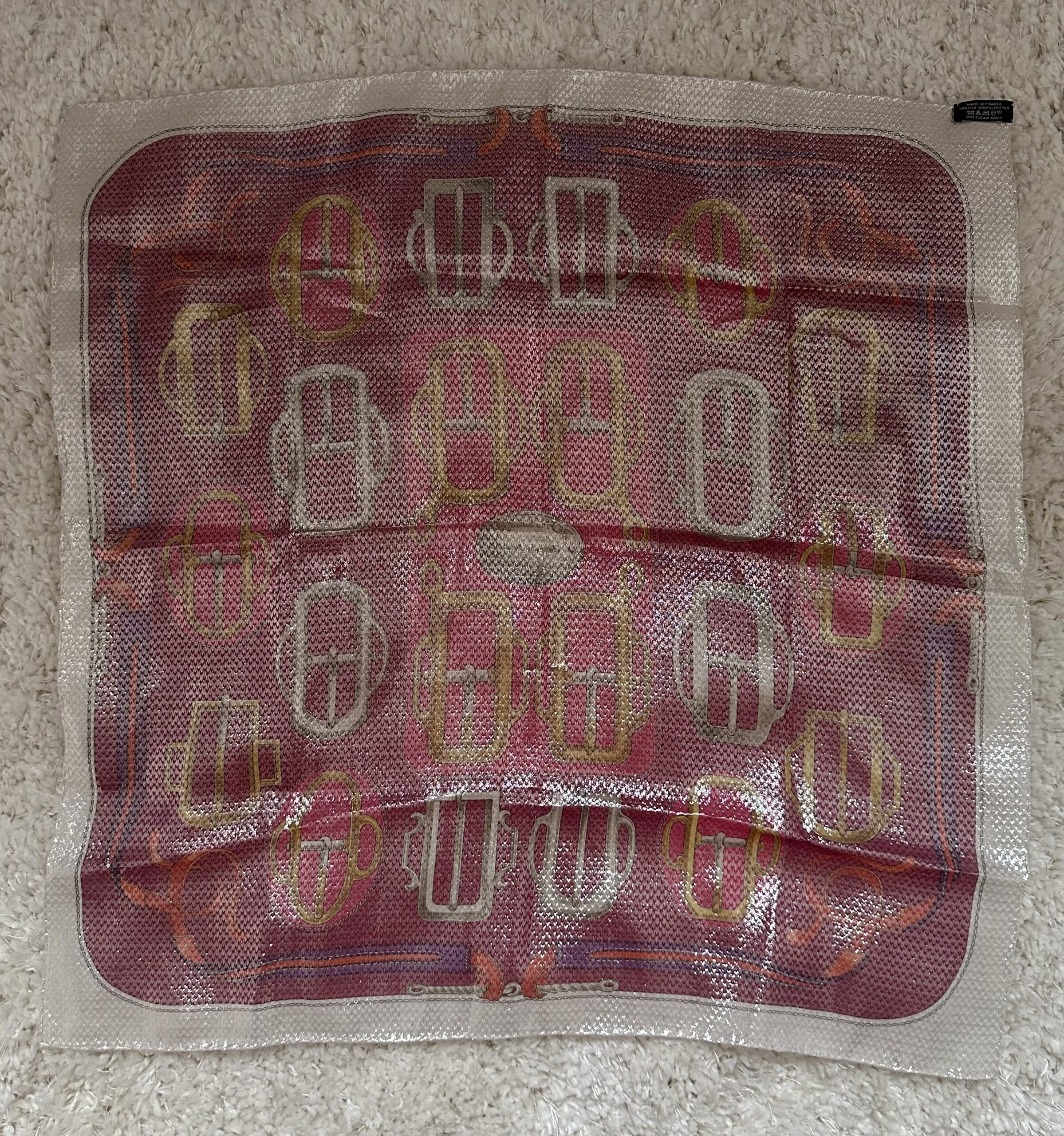 Hermes apaszka jedwabna chusta z połyskiem metalicznym - obrazek 6