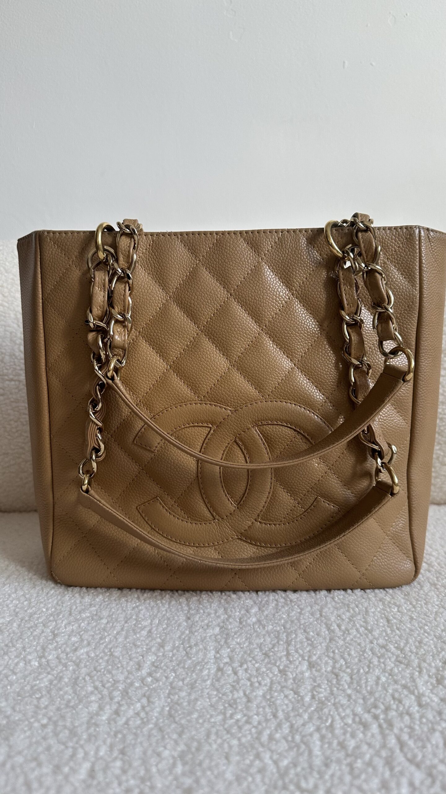 Chanel bezowa caviar torebka - obrazek 2