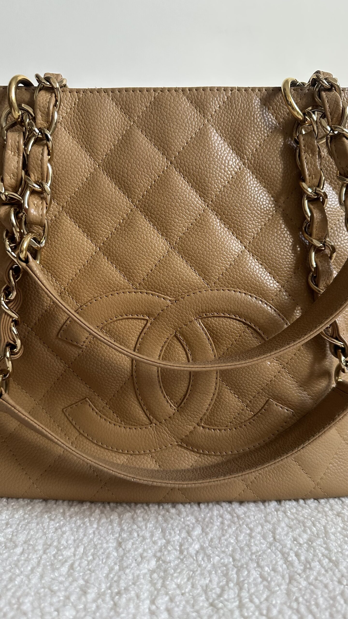 Chanel bezowa caviar torebka - obrazek 3