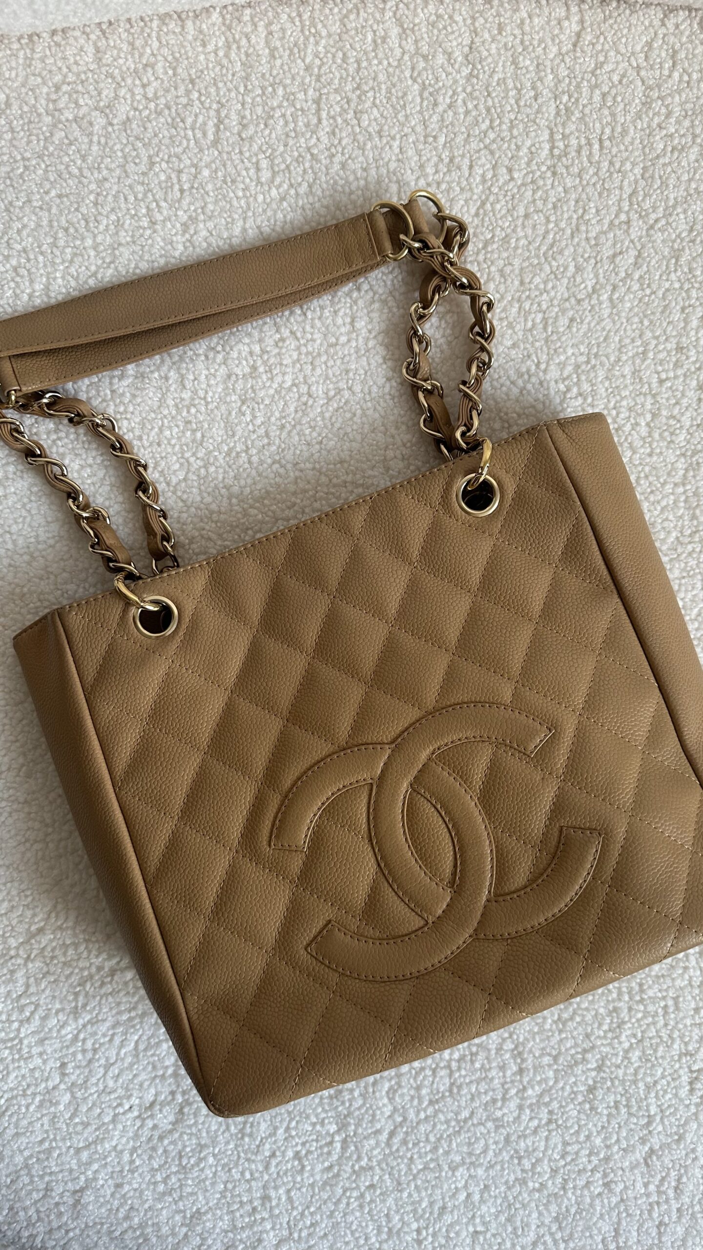 Chanel bezowa caviar torebka - obrazek 5