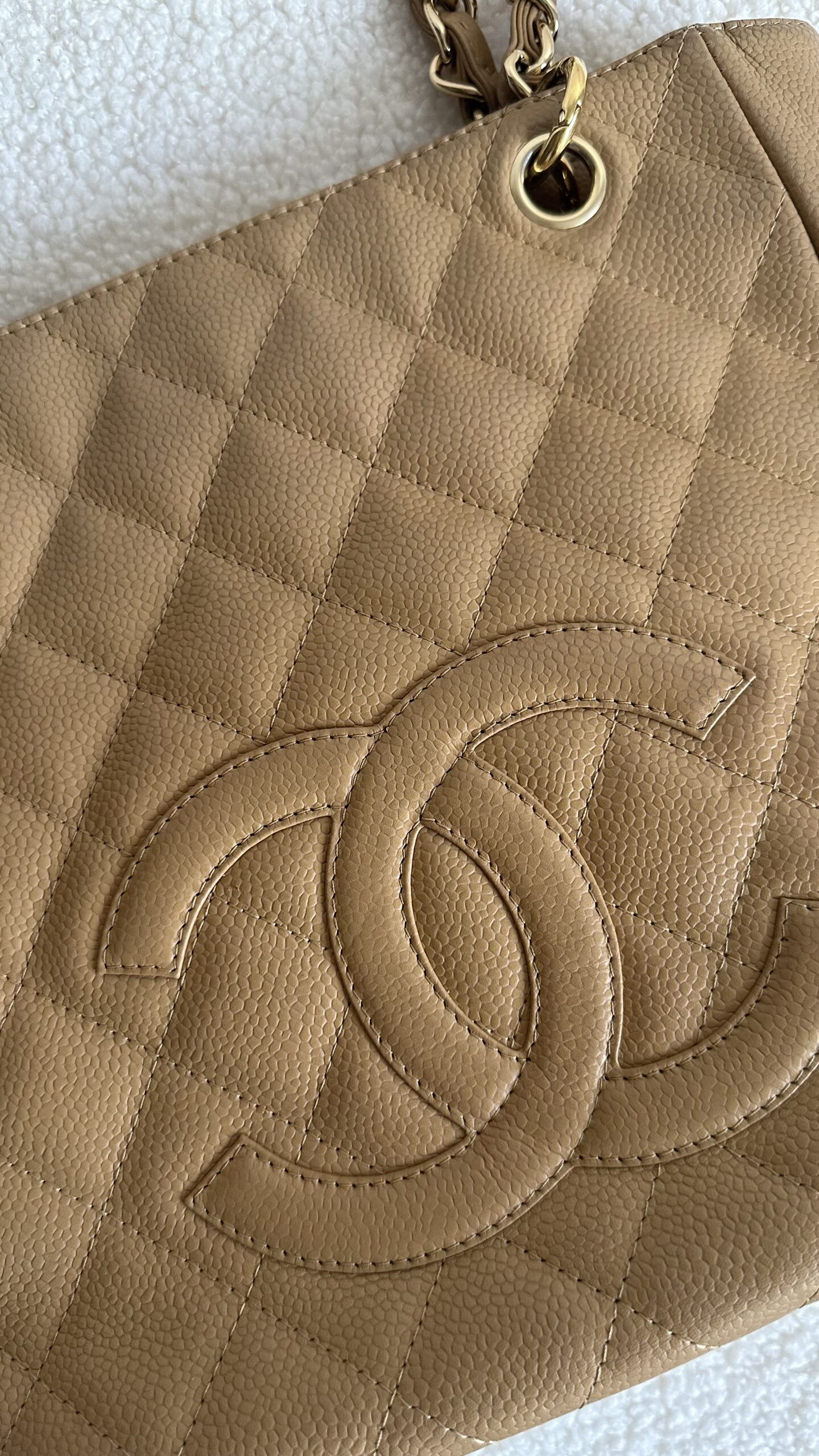 Chanel bezowa caviar torebka - obrazek 6