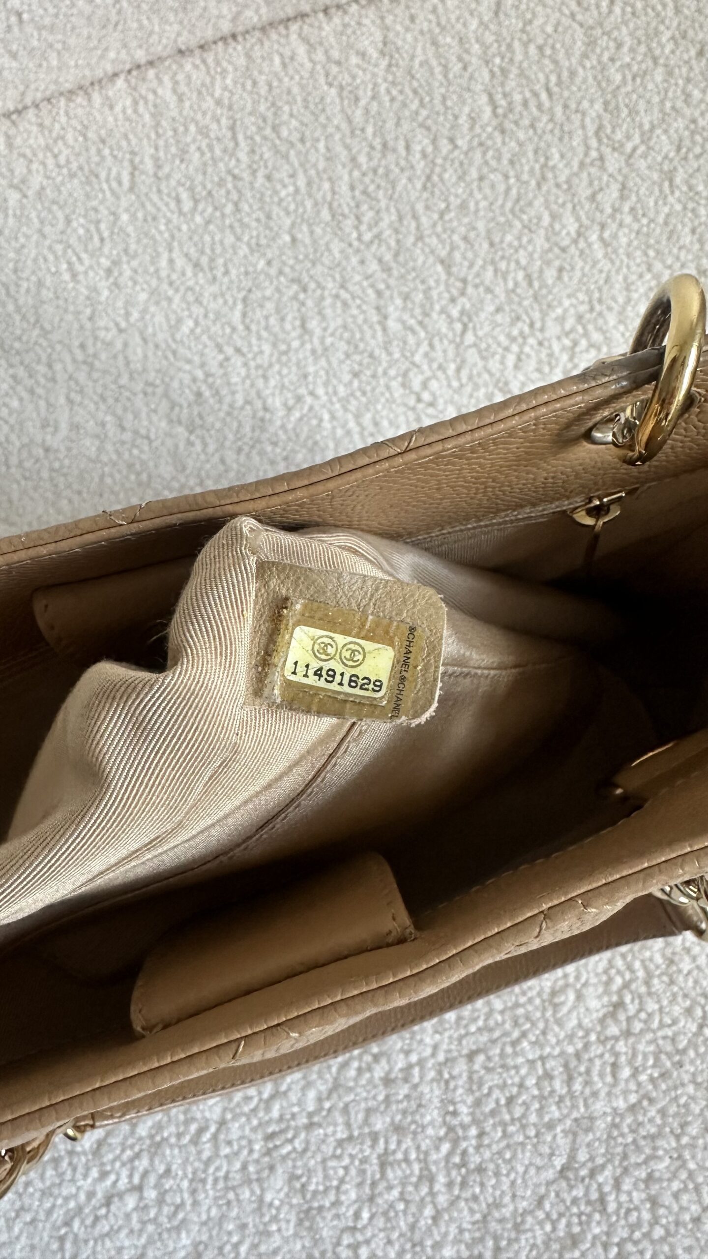 Chanel bezowa caviar torebka - obrazek 8