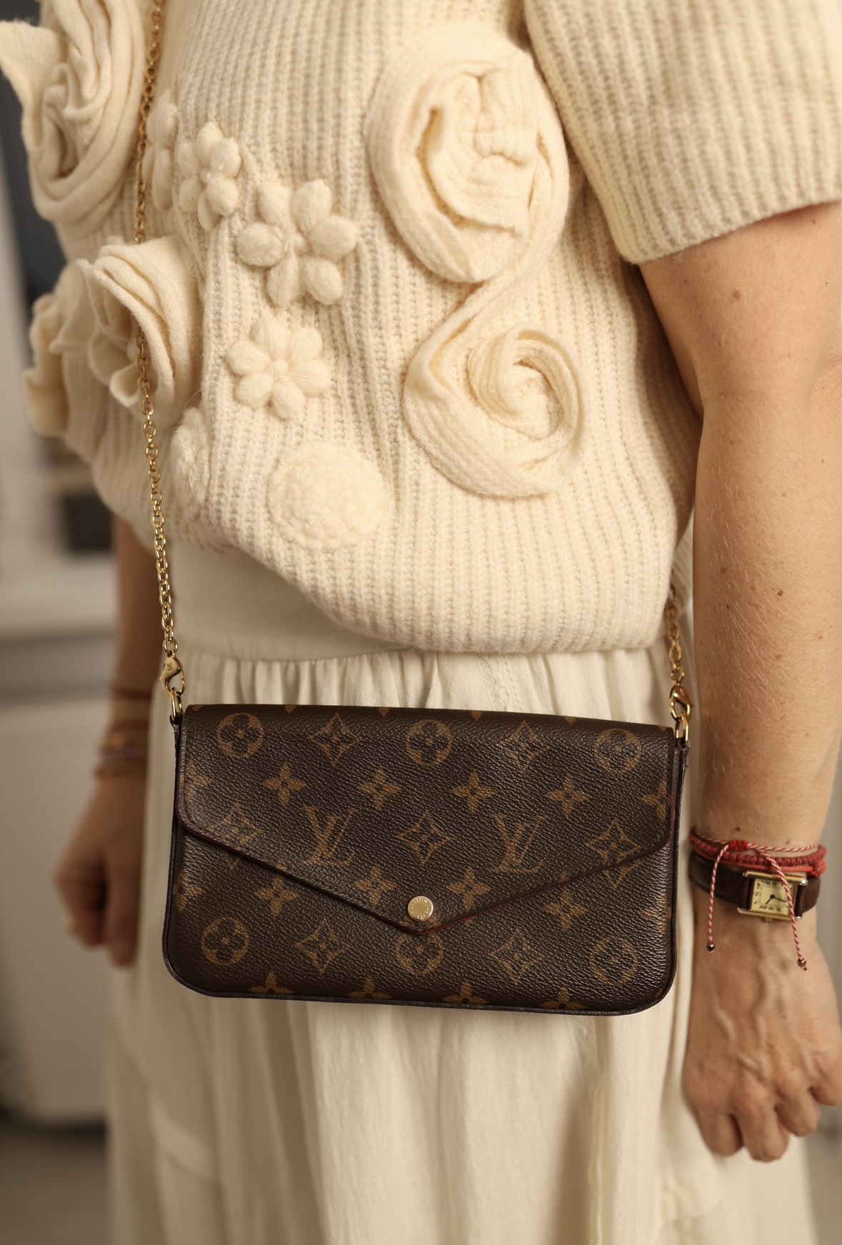 Louis Vuitton Felicie monogram pochette torebka na łańcuszku - obrazek 9