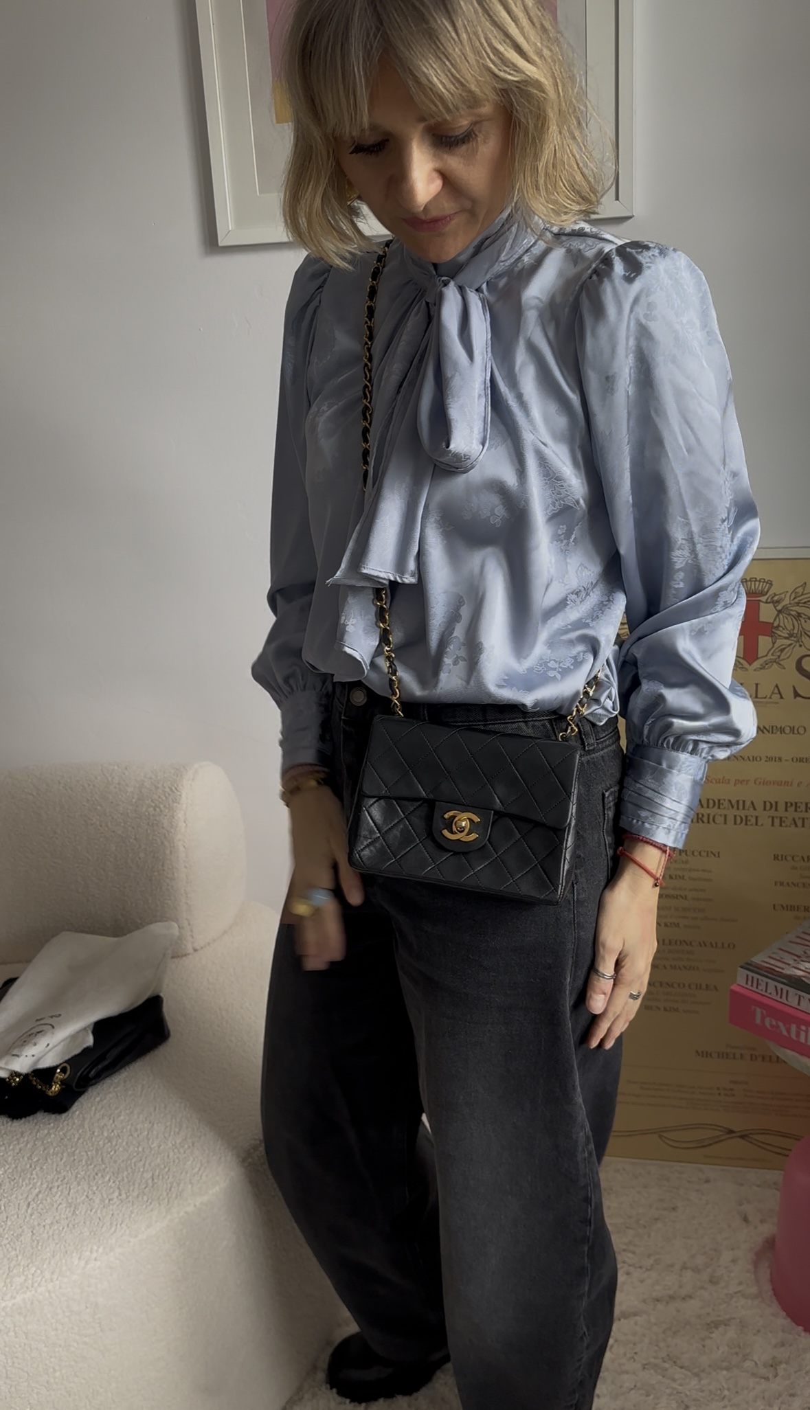 Chanel Classic Mini Square flap czarna mała torebka - obrazek 2