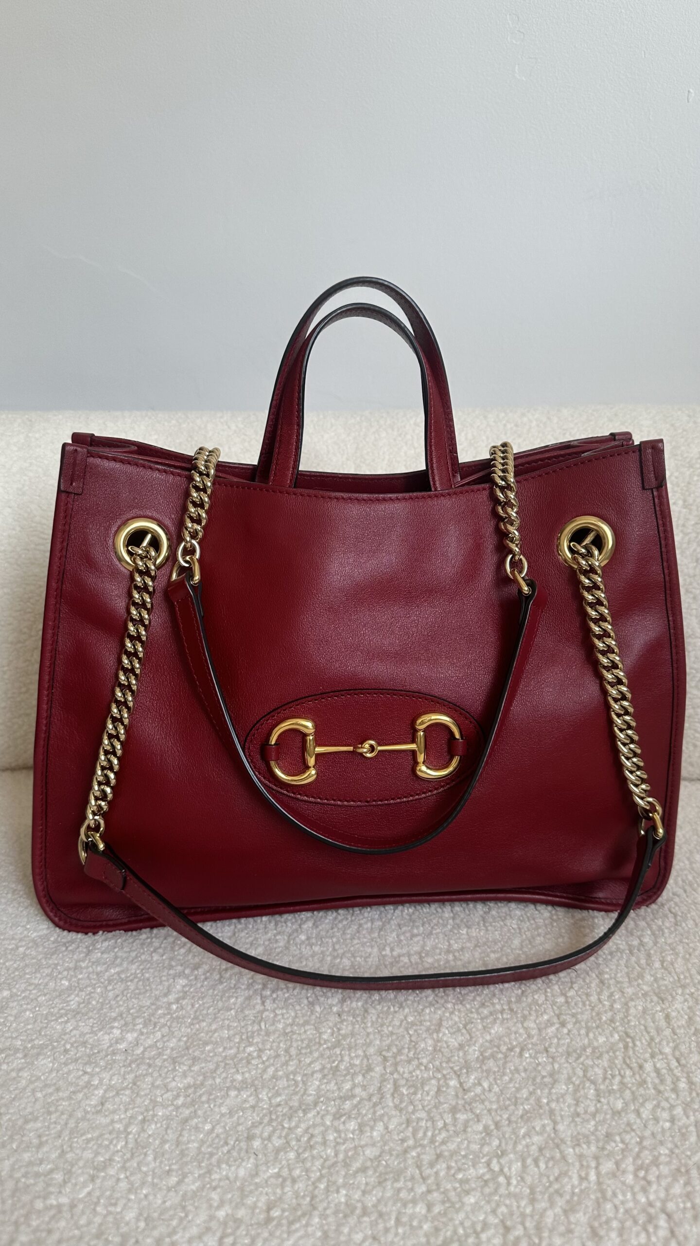 Gucci Horsebit czerwona ze skóry torebka