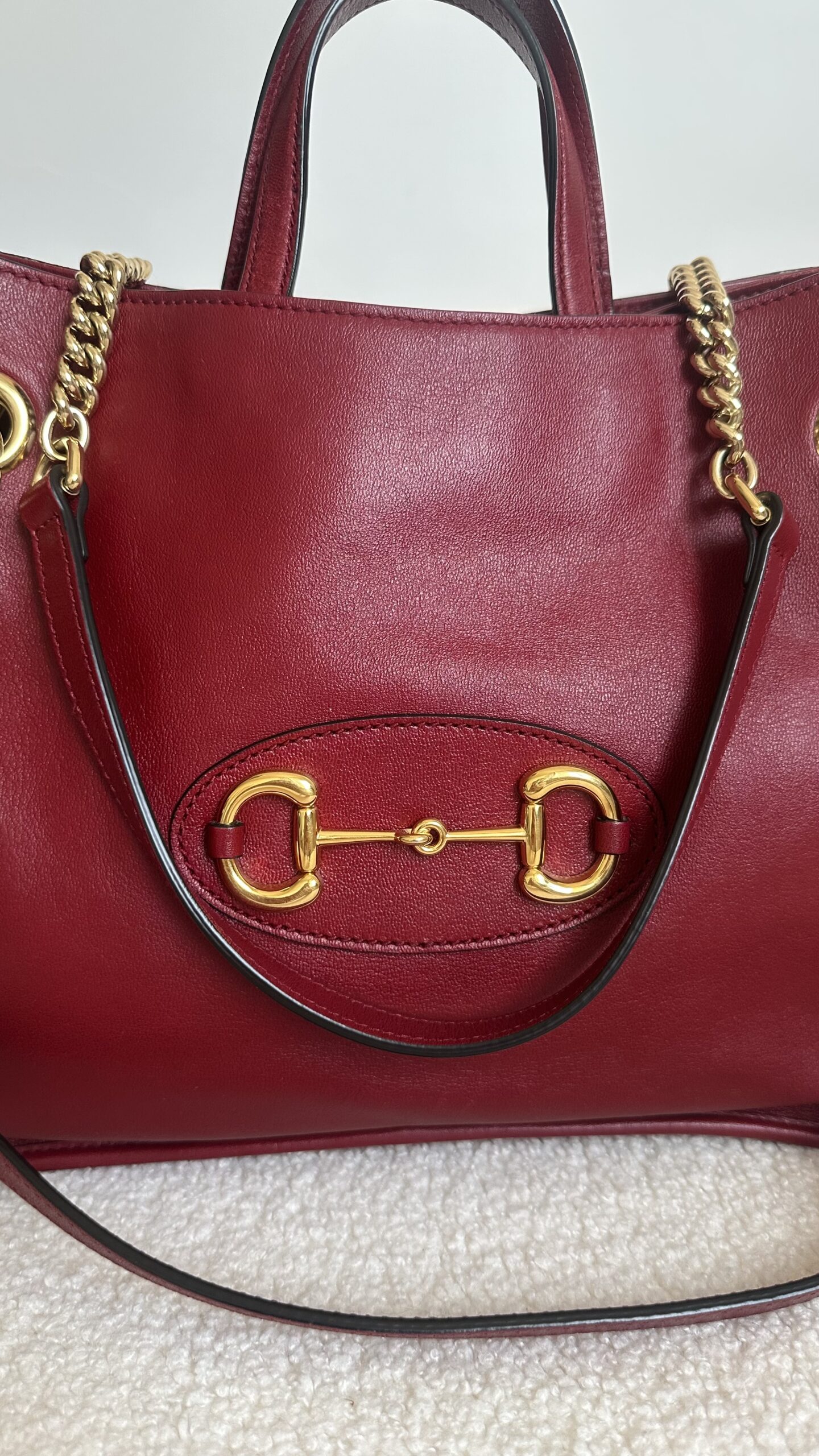 Gucci Horsebit czerwona ze skóry torebka - obrazek 2