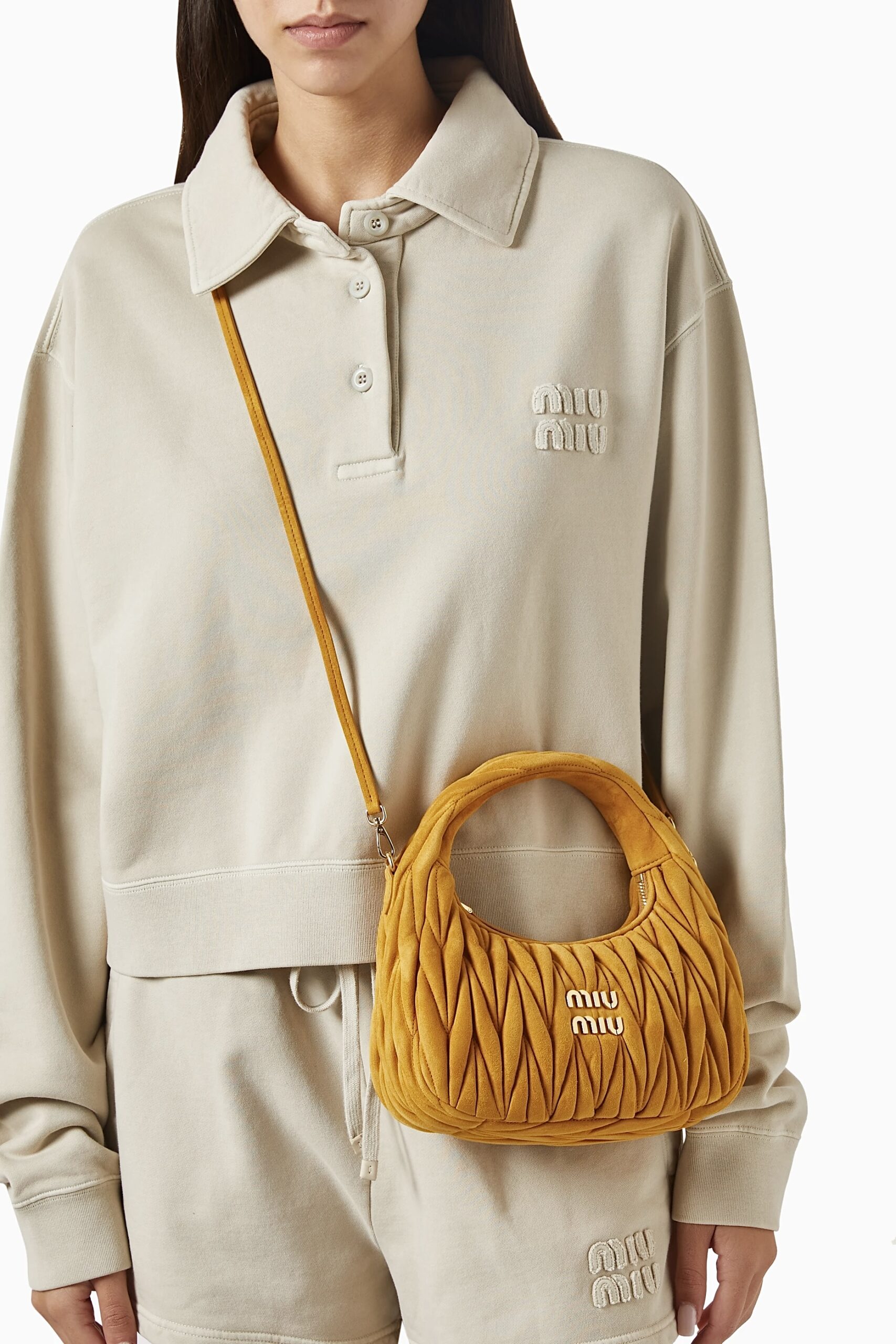 MIU MIU Wander Small Matelassè Suede Bag - torebka - obrazek 2