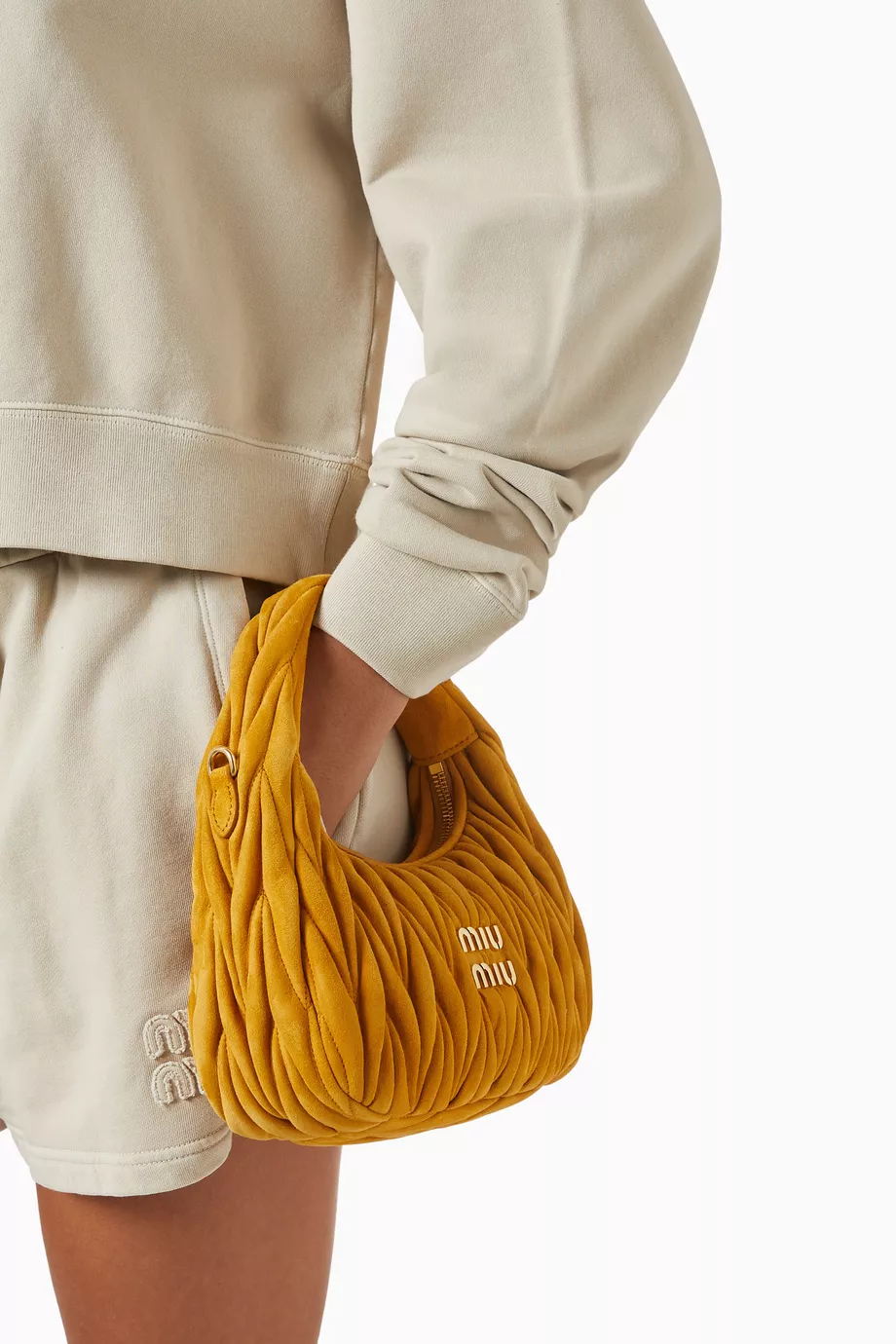 MIU MIU Wander Small Matelassè Suede Bag - torebka - obrazek 3