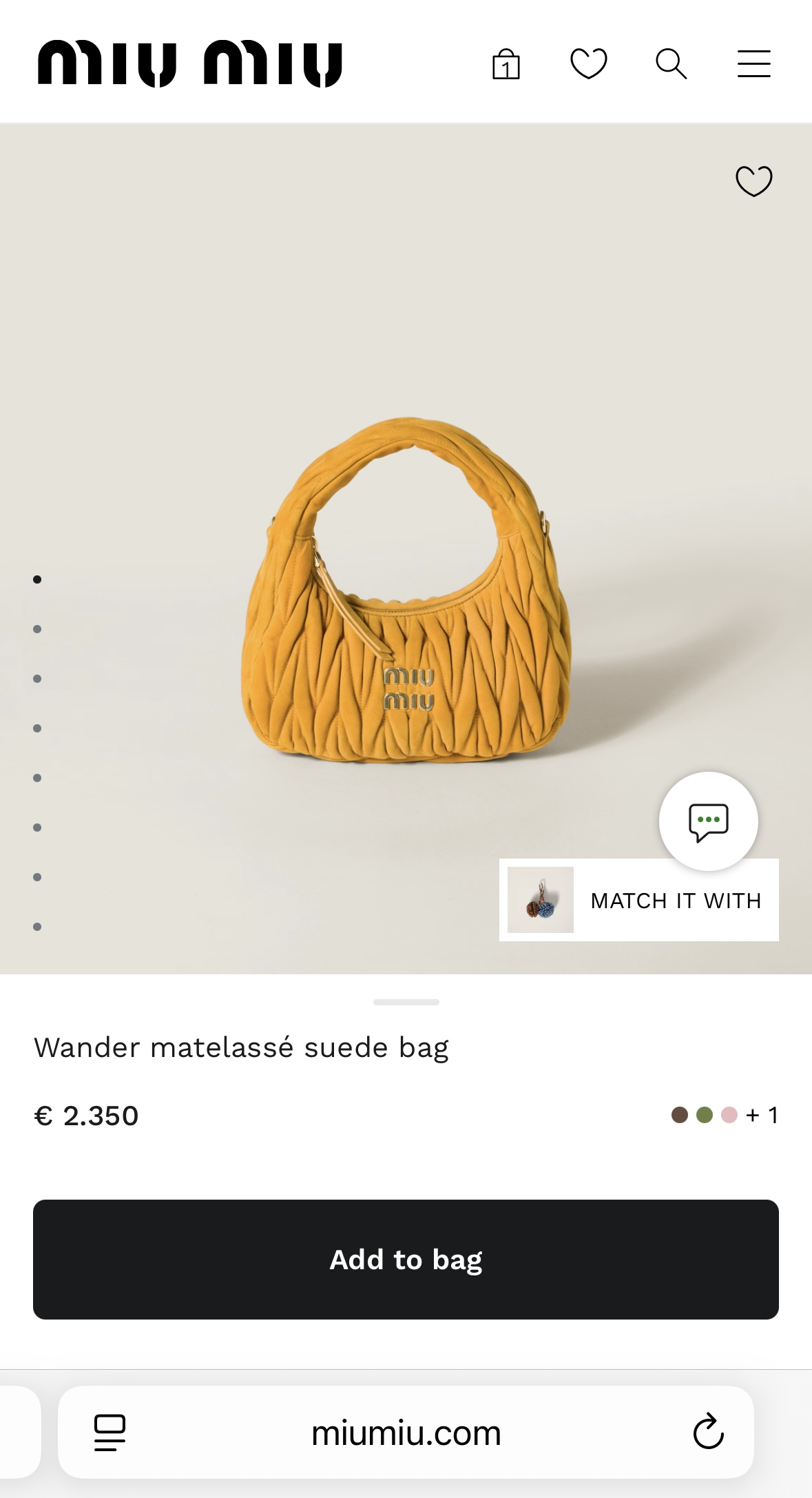 MIU MIU Wander Small Matelassè Suede Bag - torebka - obrazek 15
