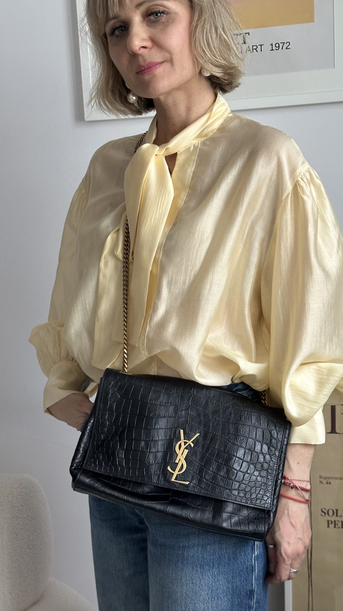 Saint Laurent czarna klasyczna Kate złote okucia - obrazek 9