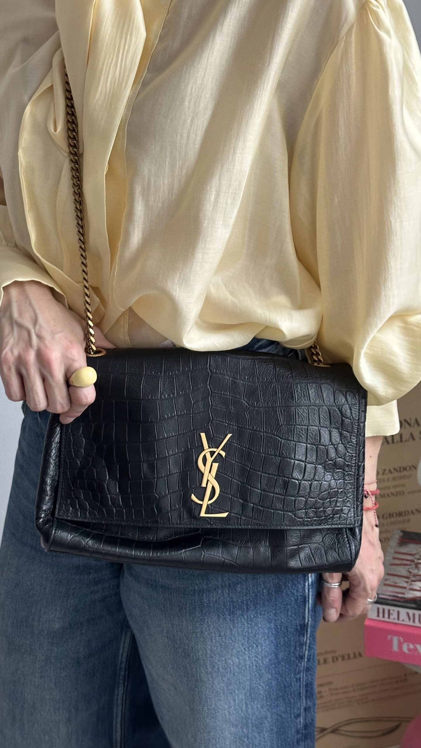 Saint Laurent czarna klasyczna Kate złote okucia - obrazek 8