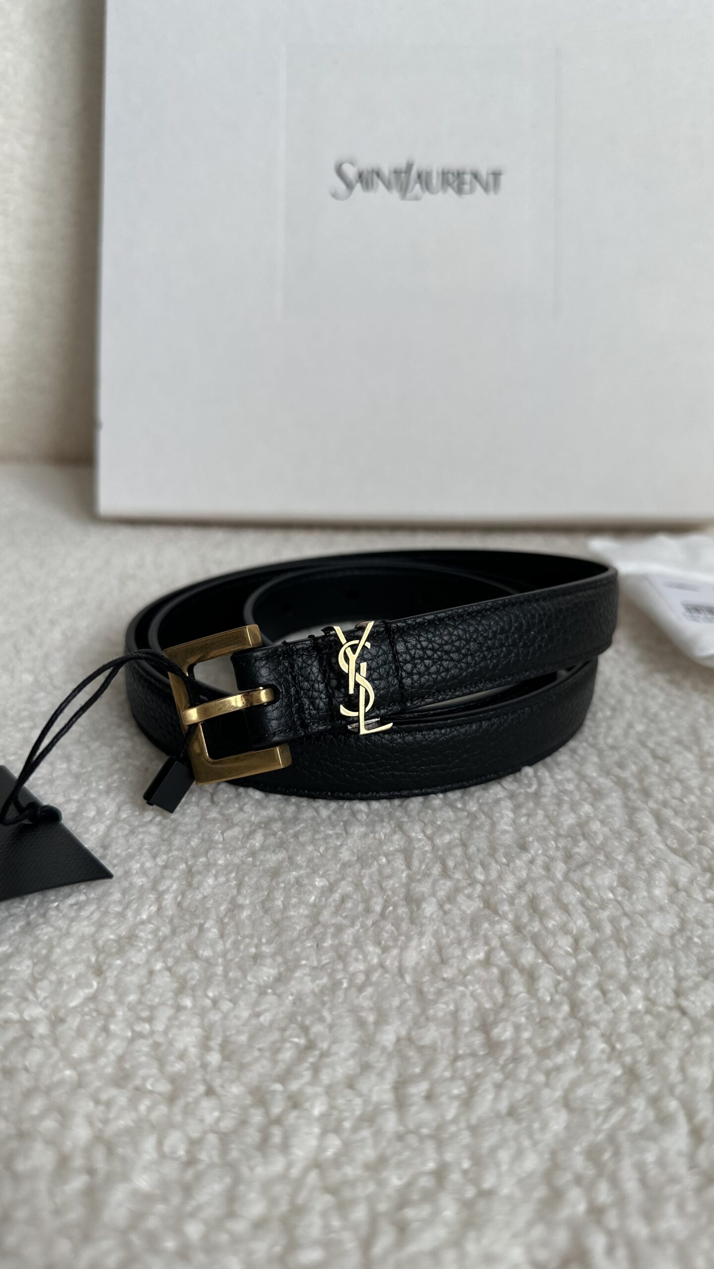 Saint Laurent cassandre belt czarno klasyczny pasek ysl - obrazek 2