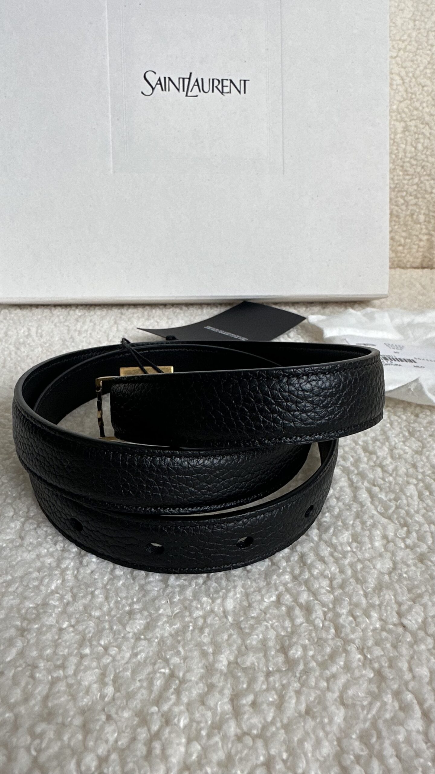 Saint Laurent cassandre belt czarno klasyczny pasek ysl - obrazek 4