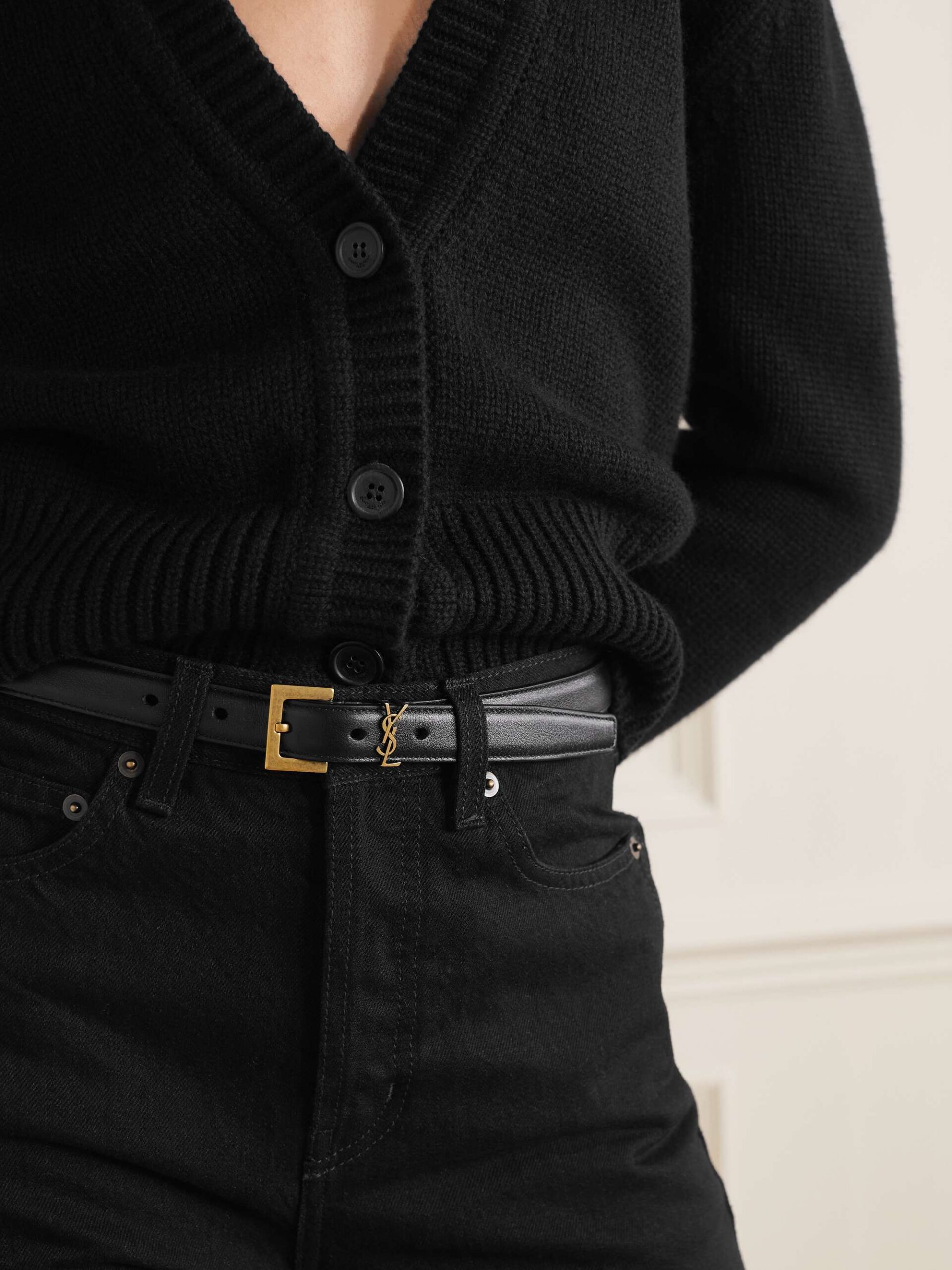 Saint Laurent cassandre belt czarno klasyczny pasek ysl - obrazek 7