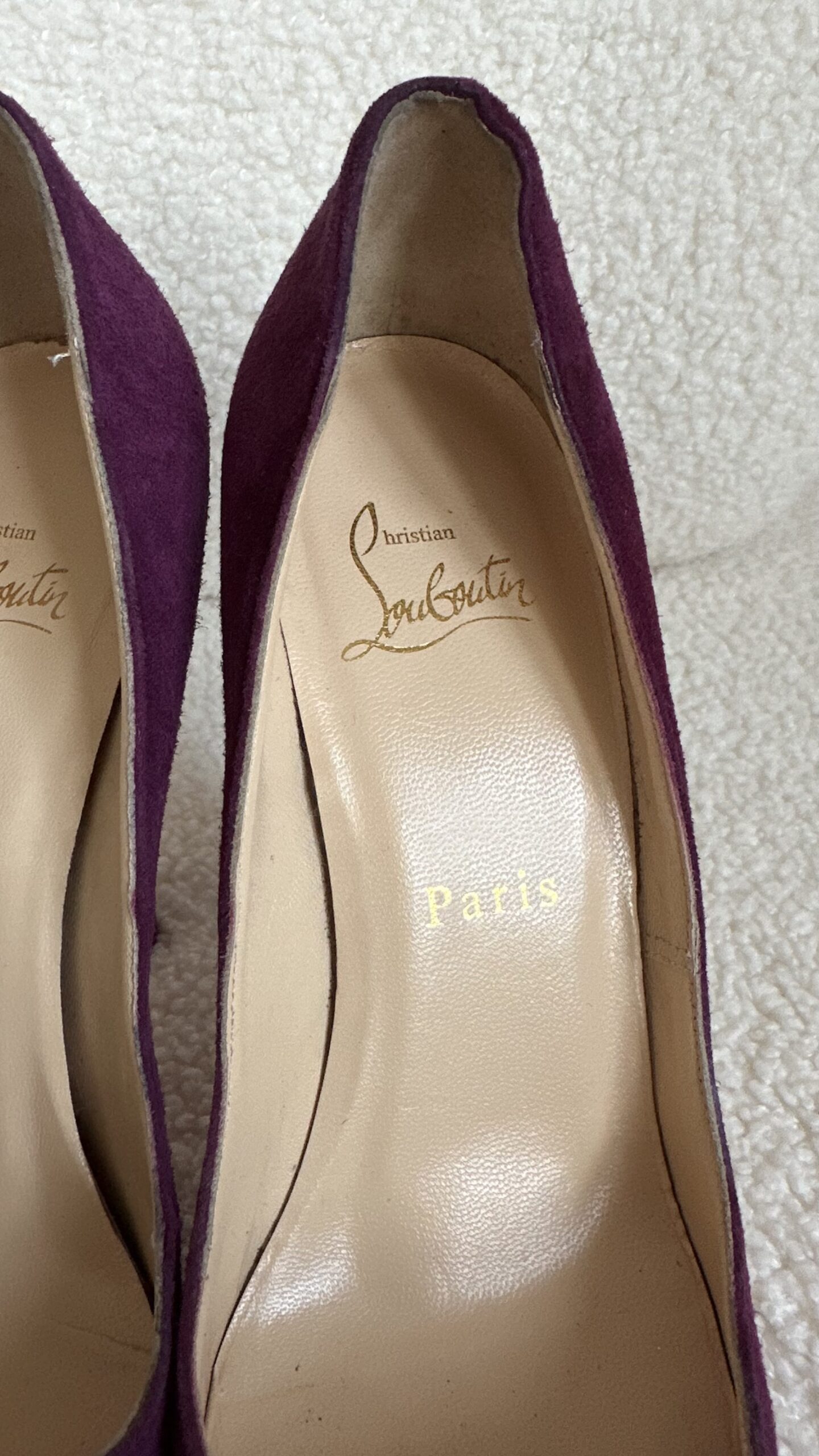 christian louboutin klasyczne czółenka 36 fioletowe zamszowe - obrazek 4