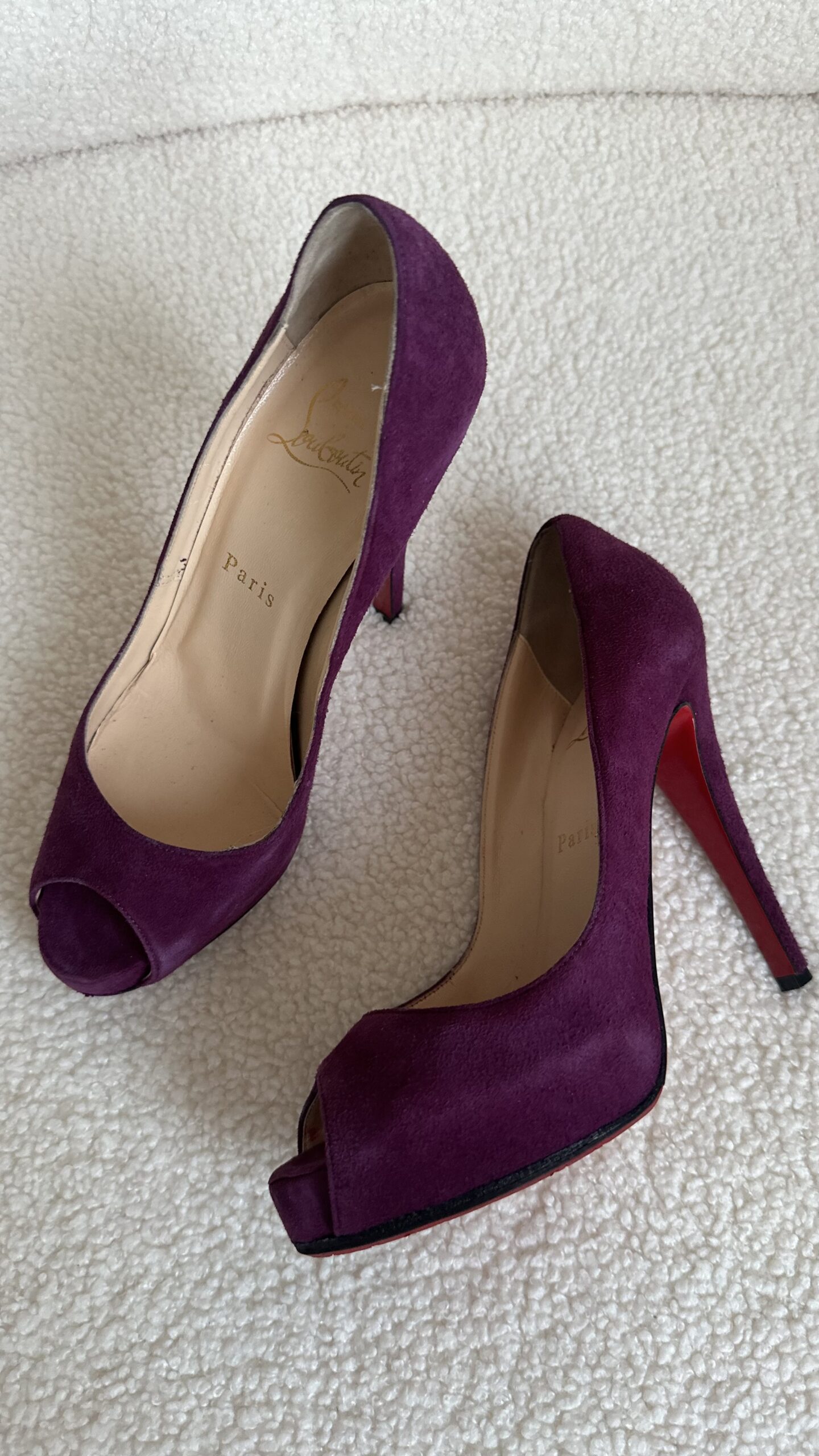 christian louboutin klasyczne czółenka 36 fioletowe zamszowe - obrazek 6