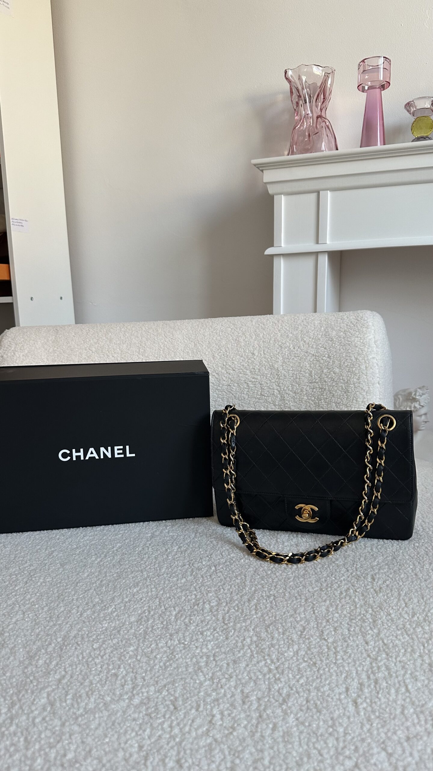 Chanel double flap lata 90 czarna torebka