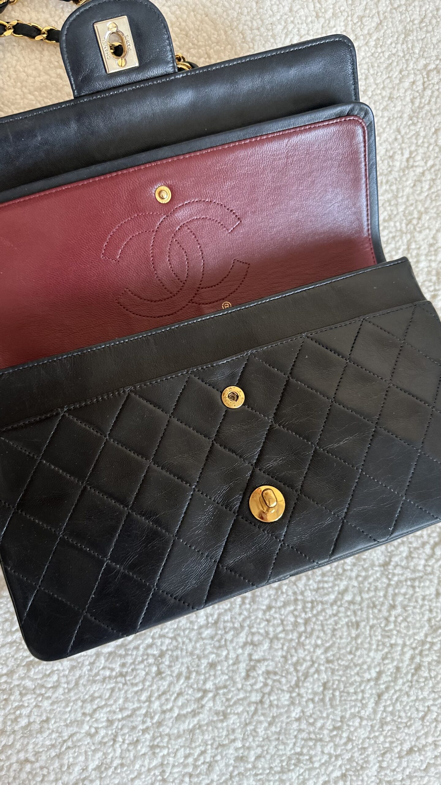 Chanel double flap lata 90 czarna torebka - obrazek 6