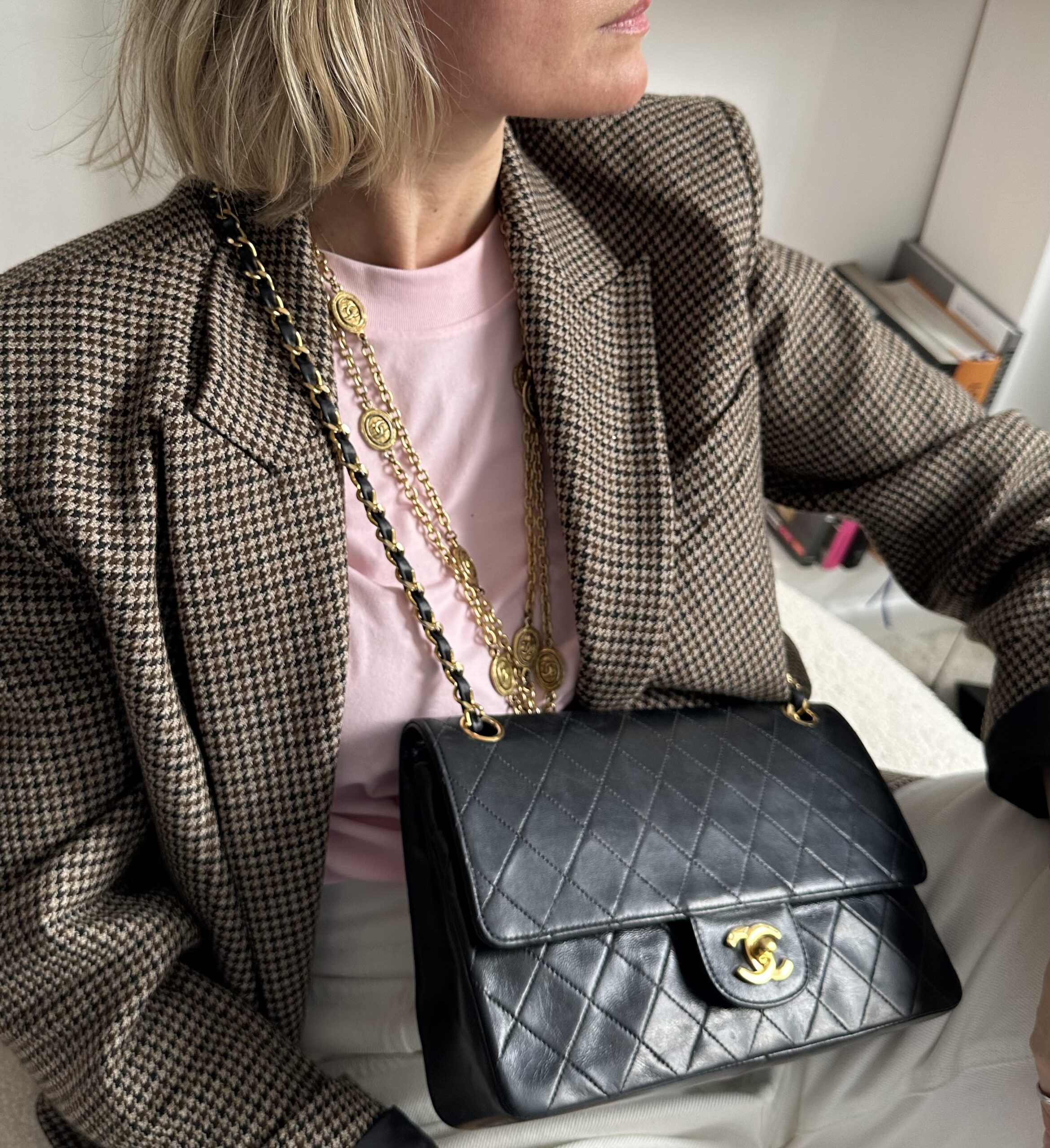 Chanel double flap lata 90 czarna torebka - obrazek 11