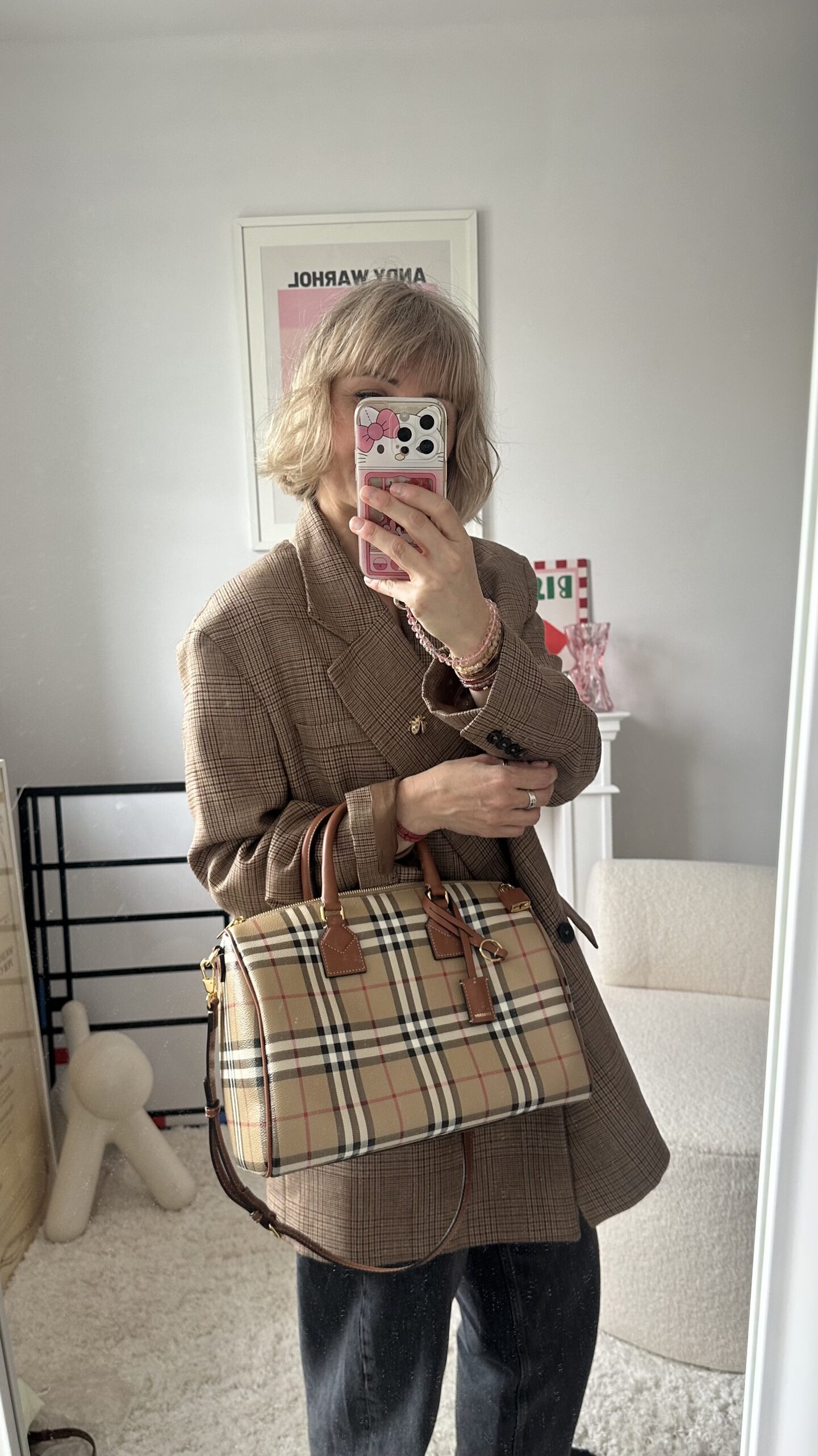 Burberry kuferek w kratkę na pasku - obrazek 9