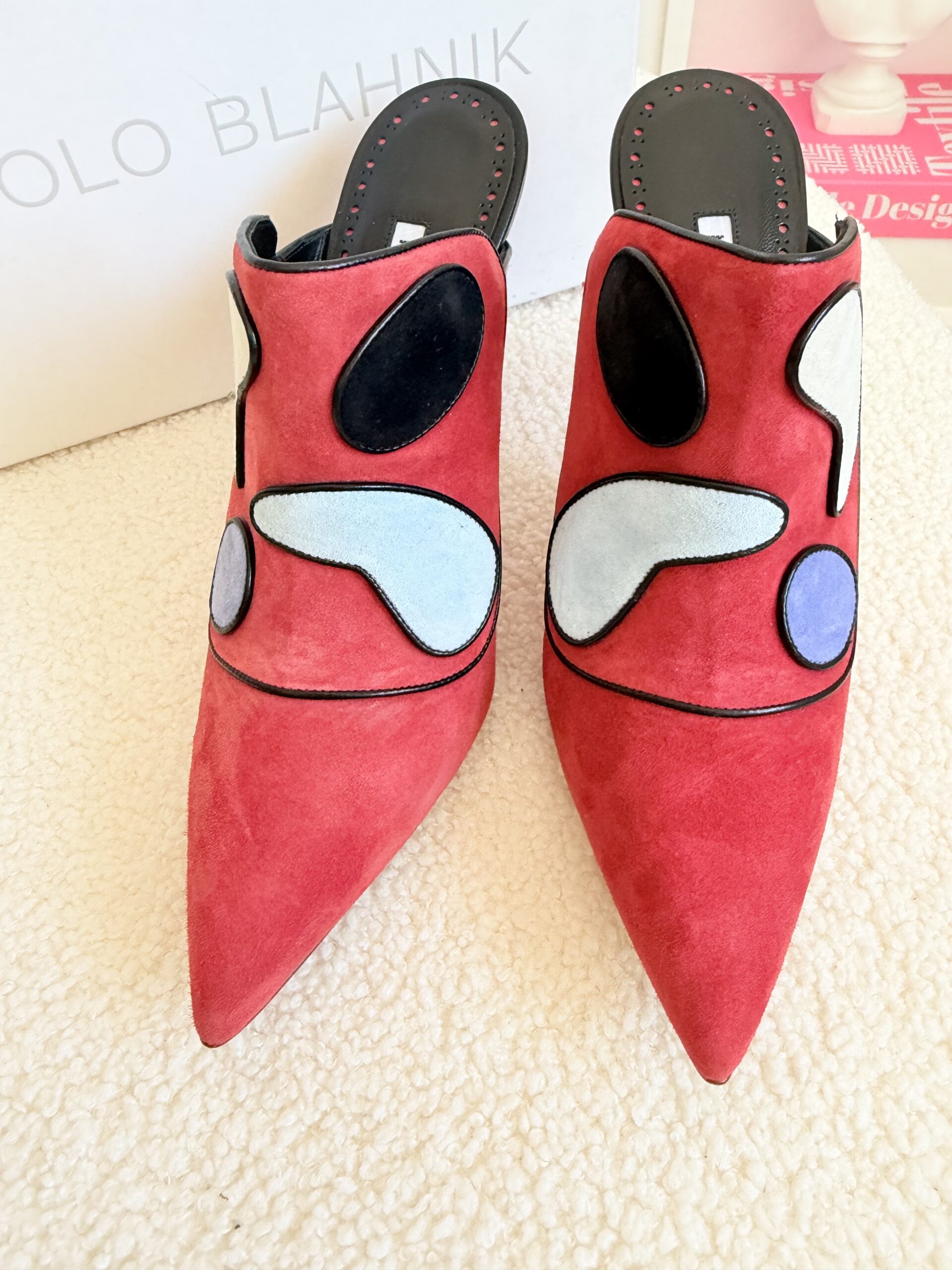Manolo Blahnik unikatowe czerwone szpilki 38 - obrazek 2